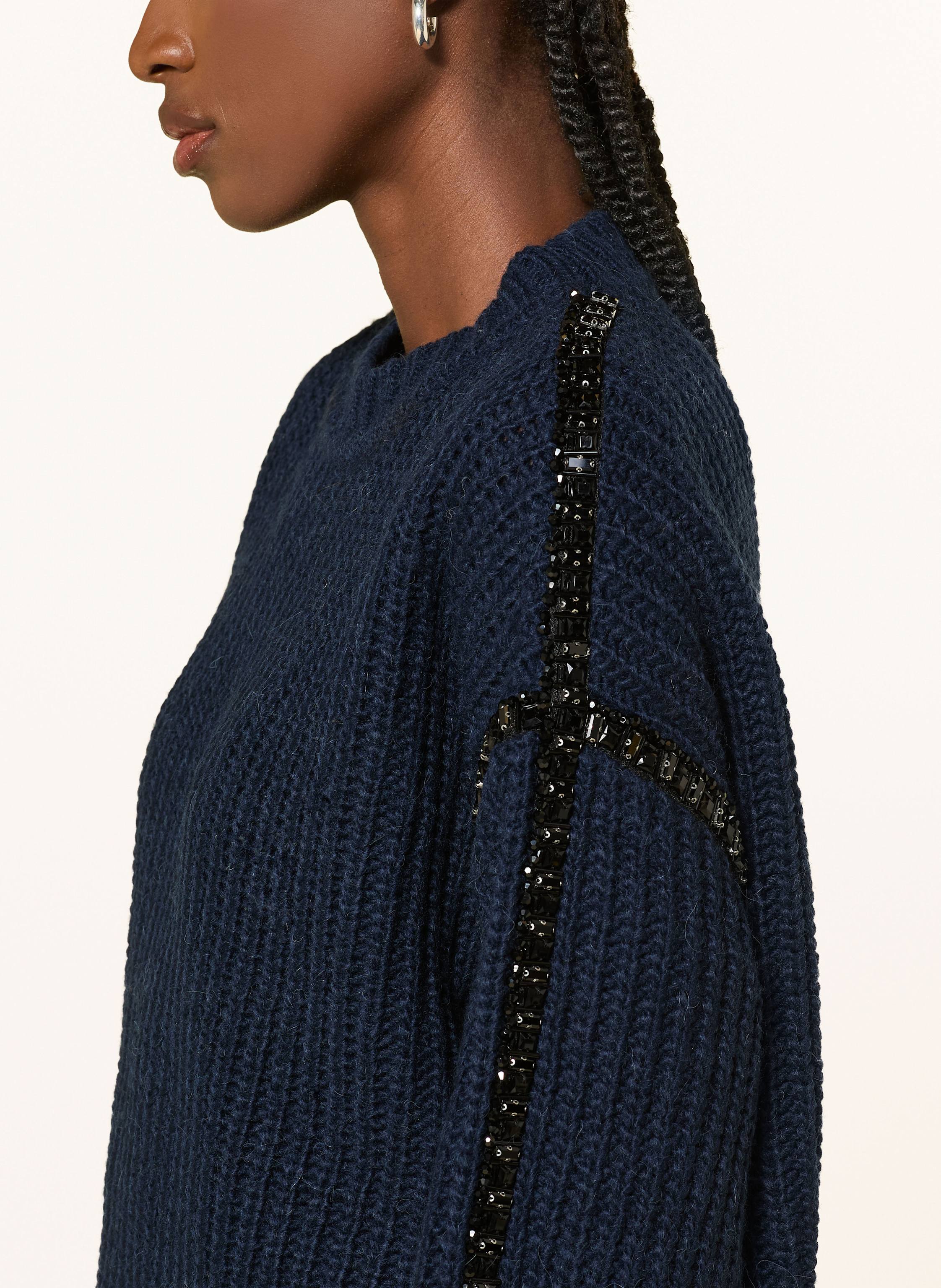 Thumbnail - Essentiel Antwerp Pullover Indsay Mit Abnehmbarem Kragen Und Schmucksteinen blau