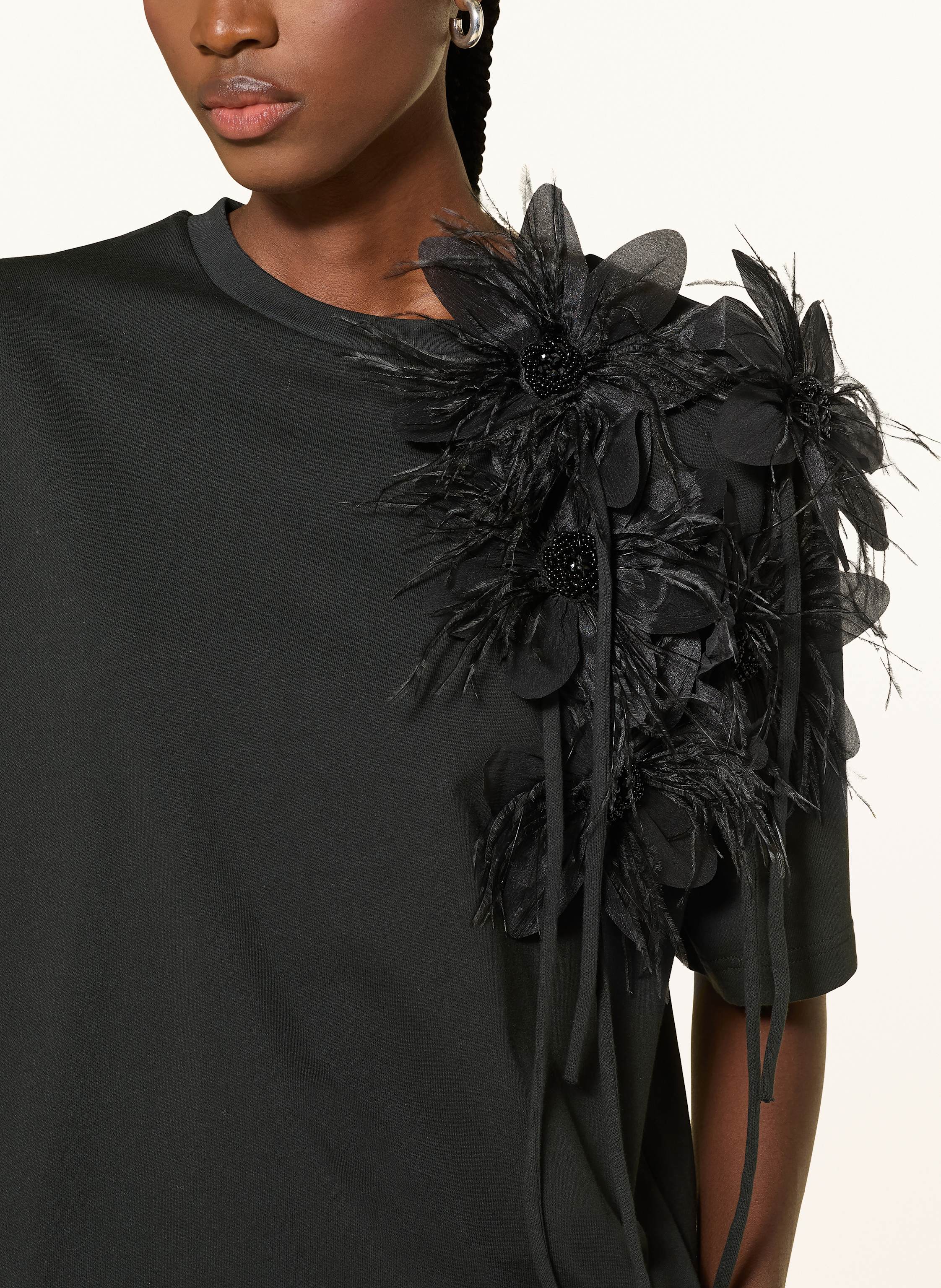 Thumbnail - Essentiel Antwerp T-Shirt Ibiscus Mit Schmucksteinen schwarz