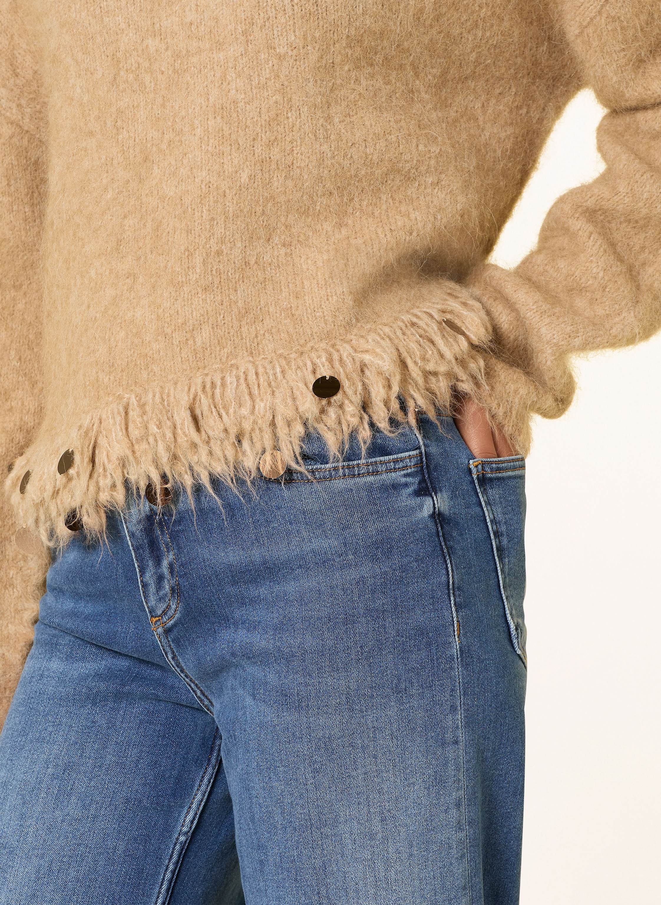 Thumbnail - Oui Pullover Mit Alpaka Und Pailletten beige