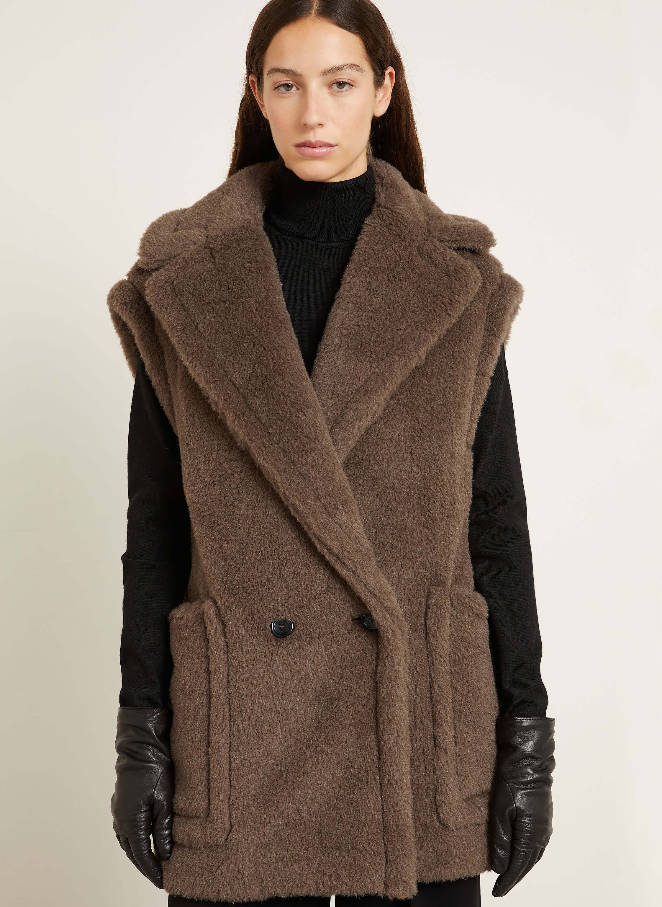 Thumbnail - Max Mara Kunstfell-Weste Bormida Mit Alpaka braun