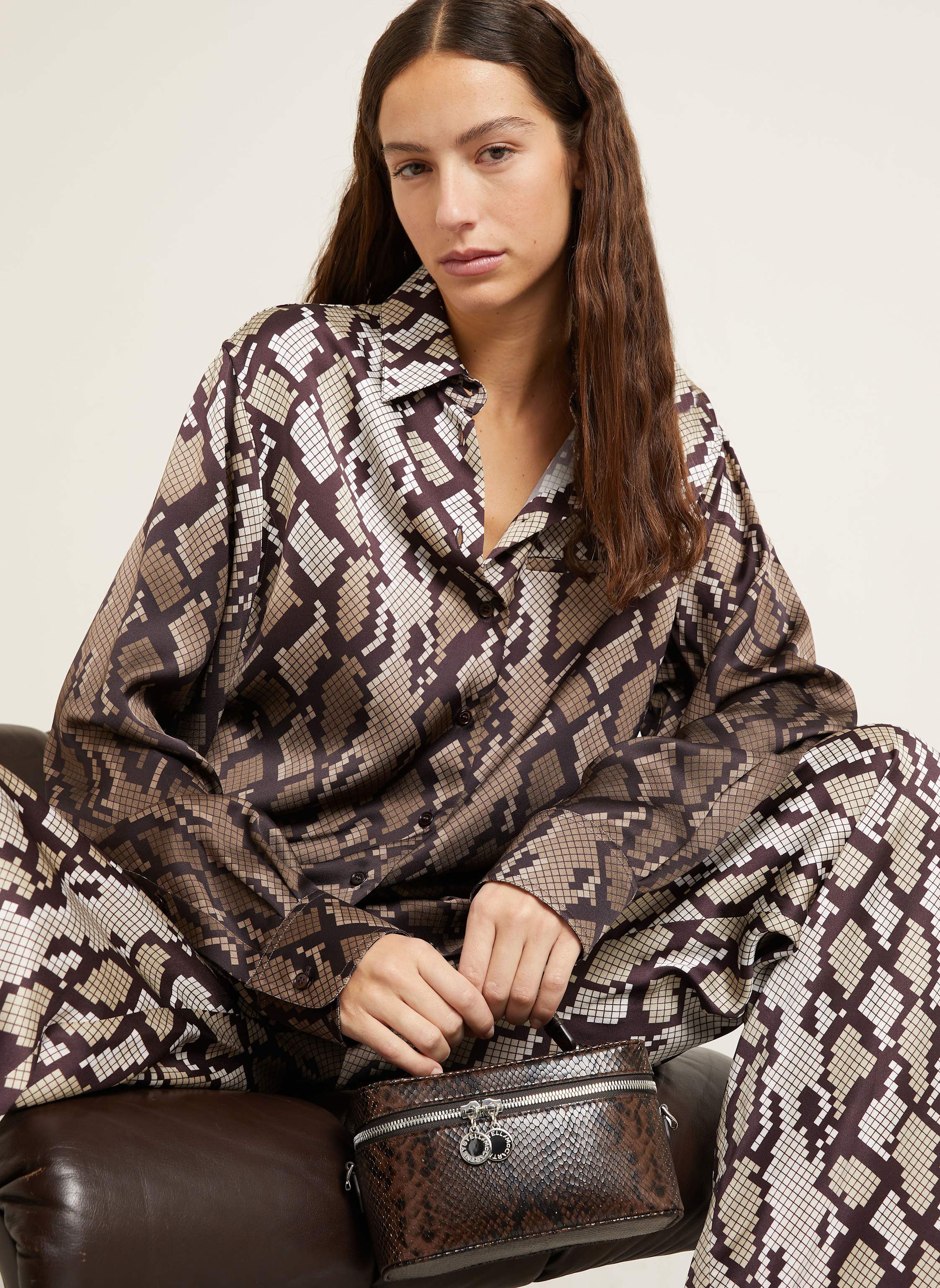 Thumbnail - Stella Mccartney Oversized-Hemdbluse Aus Satin braun