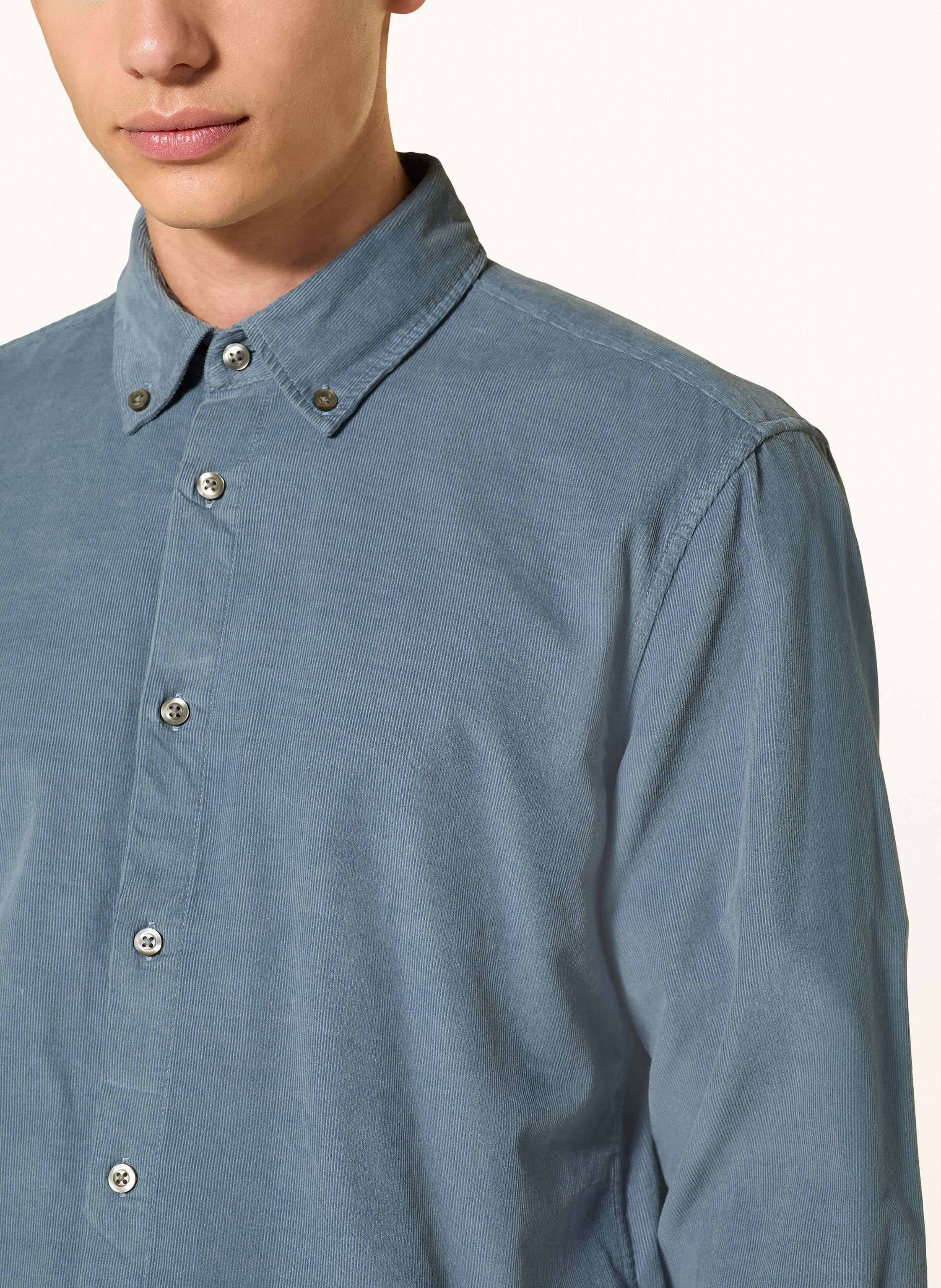 Thumbnail - Strellson Cordhemd Corey Regular Fit blau