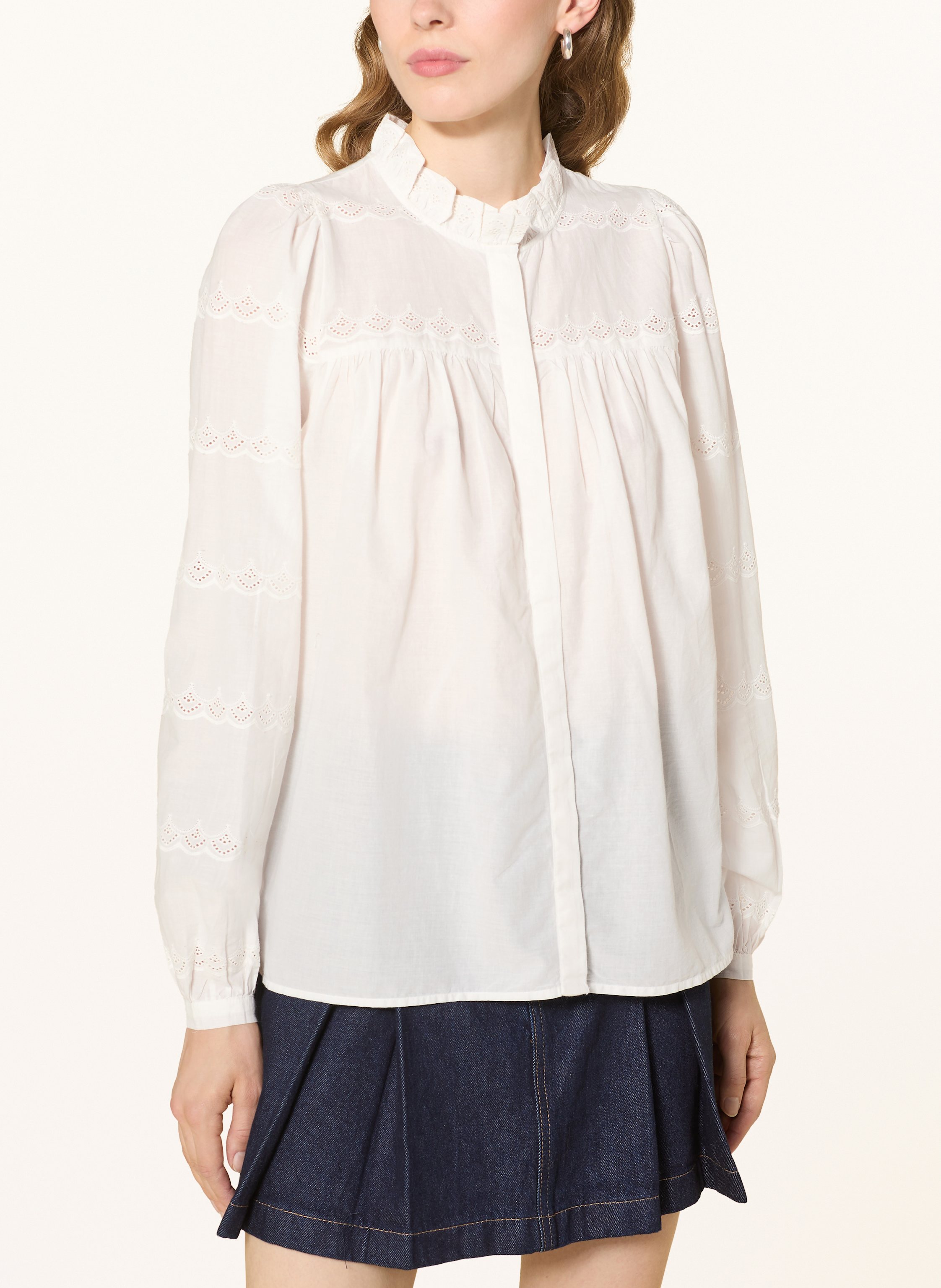 Thumbnail - Sofie Schnoor Bluse Dagmarsw Mit Lochspitze Und Rüschen weiss