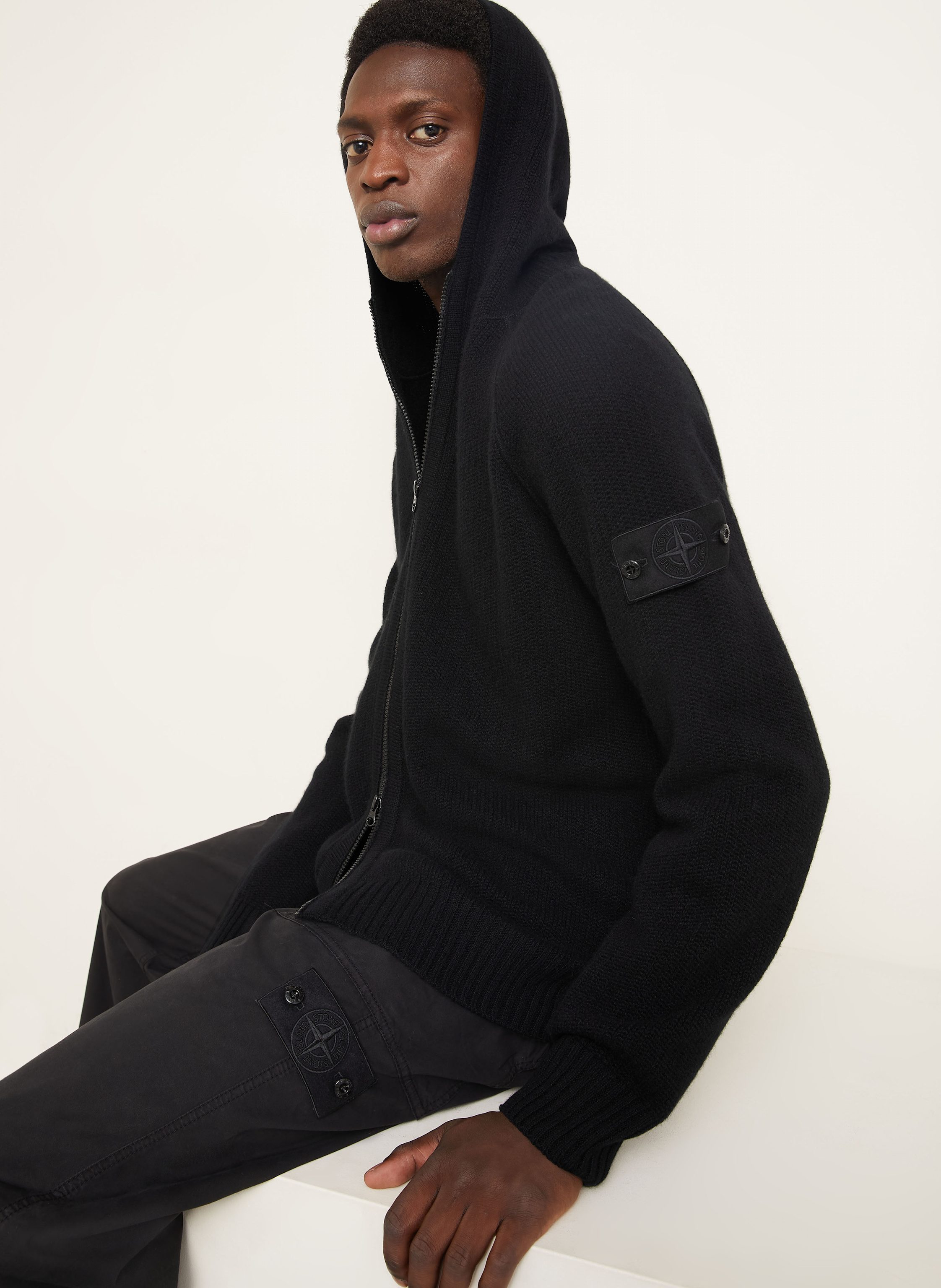 Thumbnail - Stone Island Strickjacke Ghost Aus Cashmere schwarz