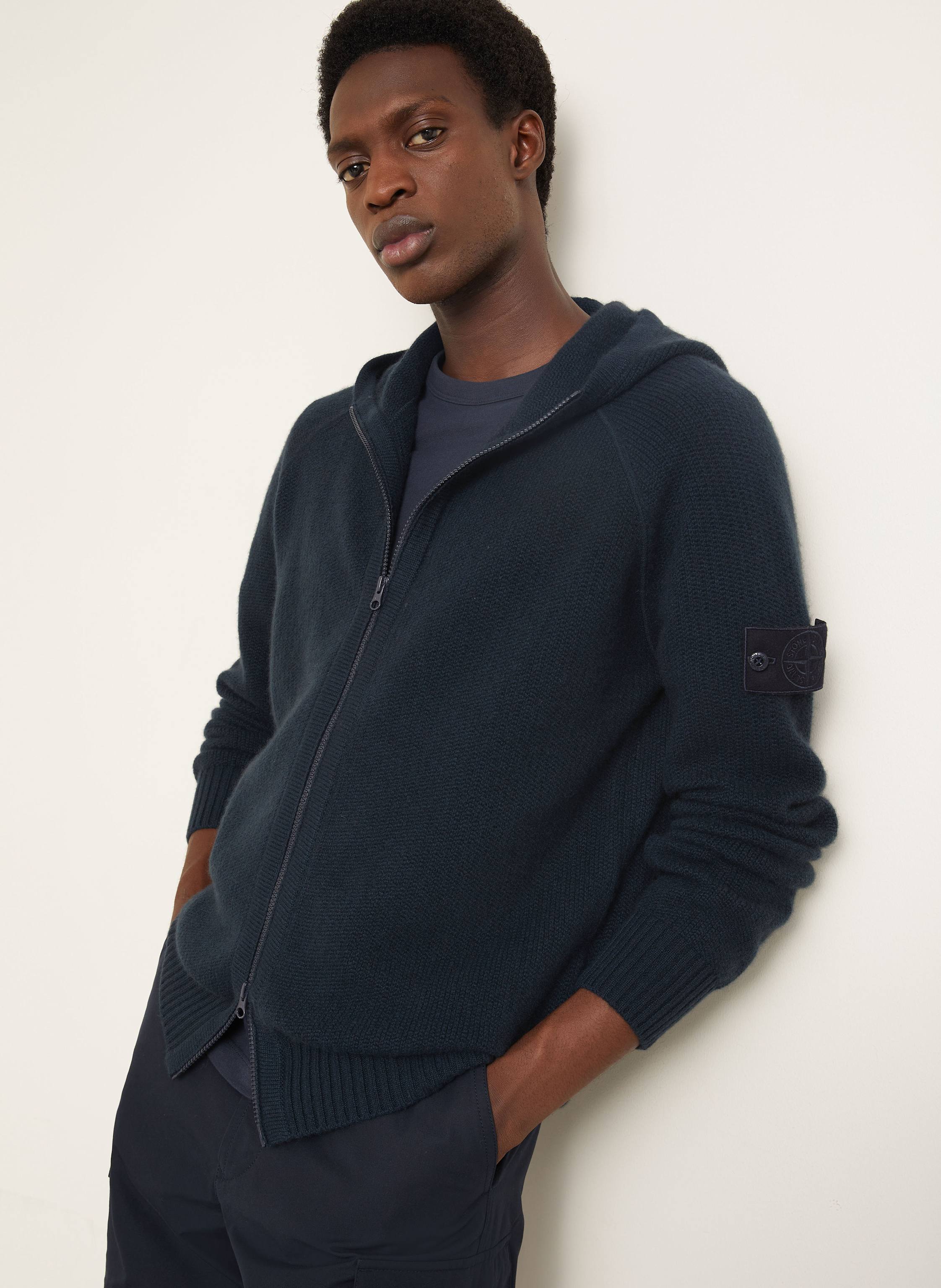 Thumbnail - Stone Island Strickjacke Ghost Aus Cashmere blau