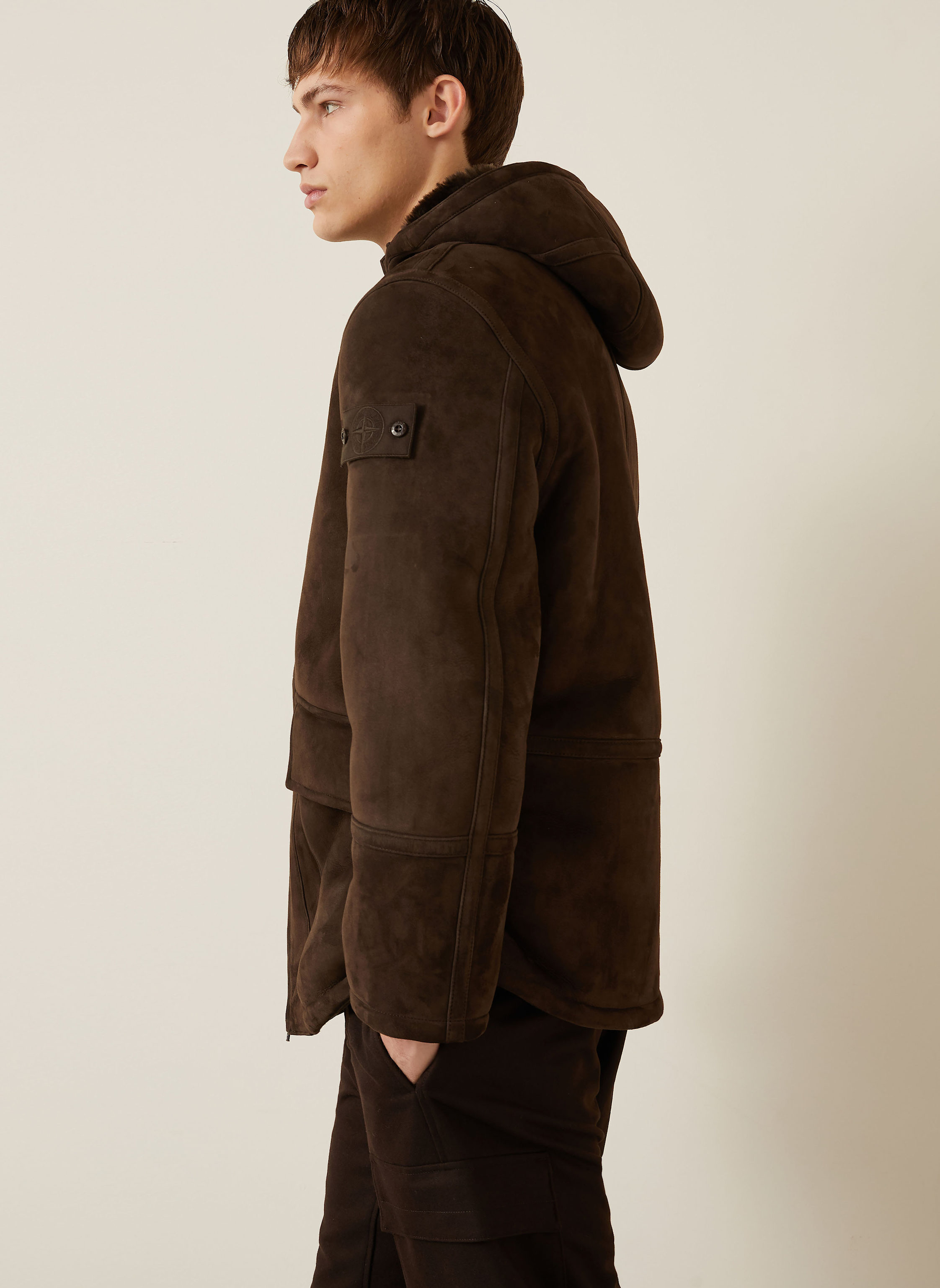 Thumbnail - Stone Island Lederjacke Ghost braun