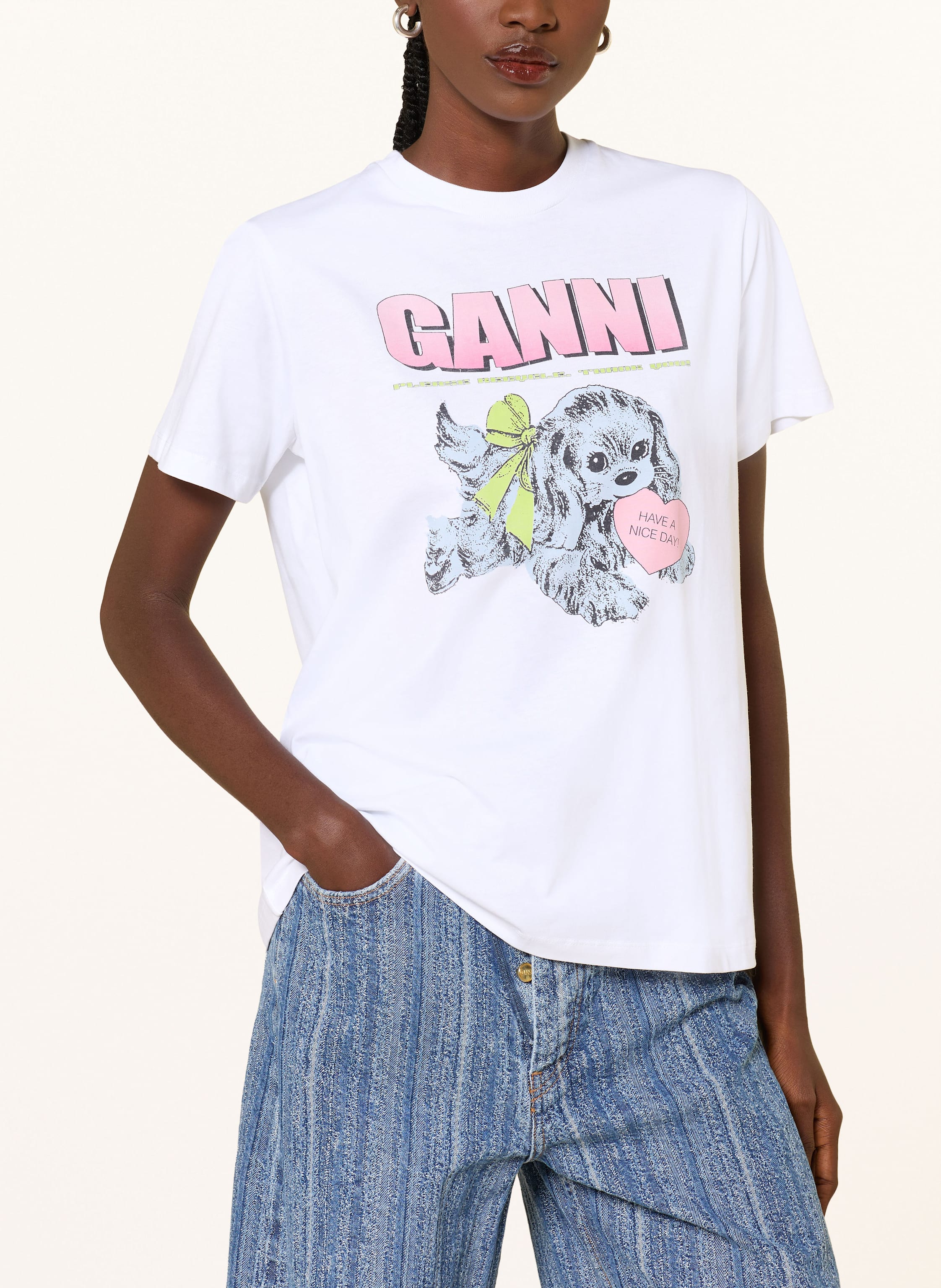 Thumbnail - Ganni T-Shirt weiss