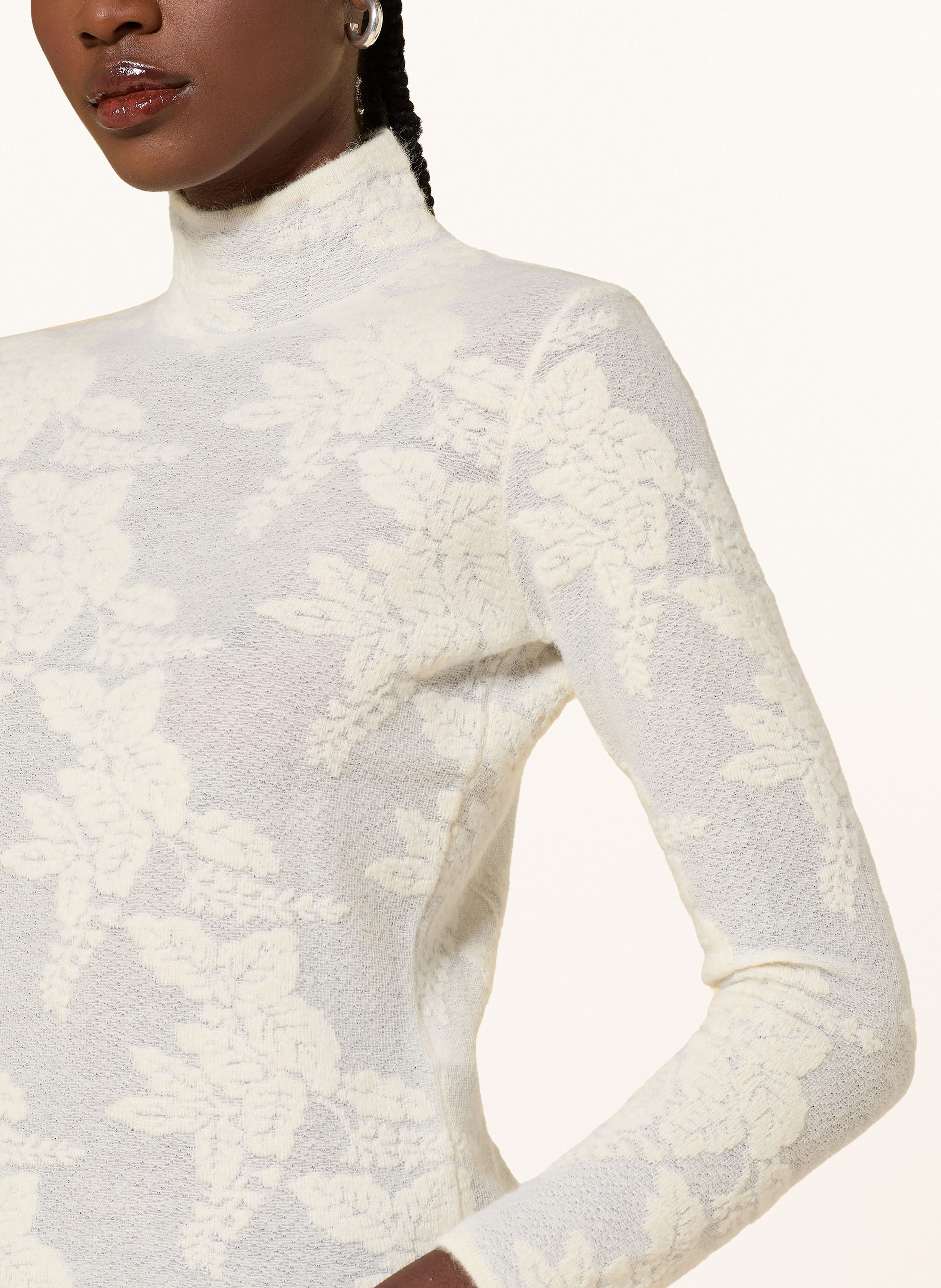 Thumbnail - Ganni Jacquard-Pullover Mit Alpaka weiss