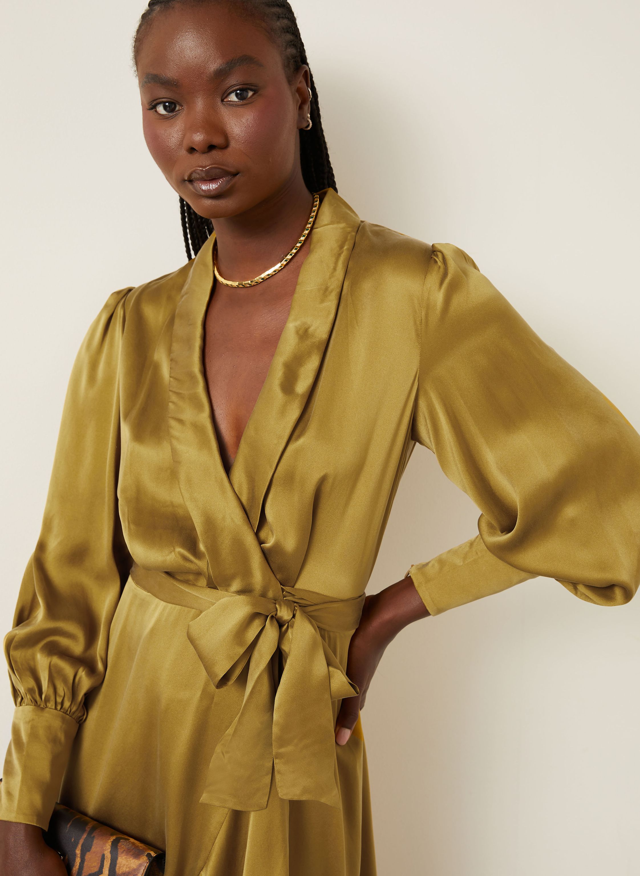 Thumbnail - Zimmermann Wickelkleid Aus Seide Mit Volants gruen