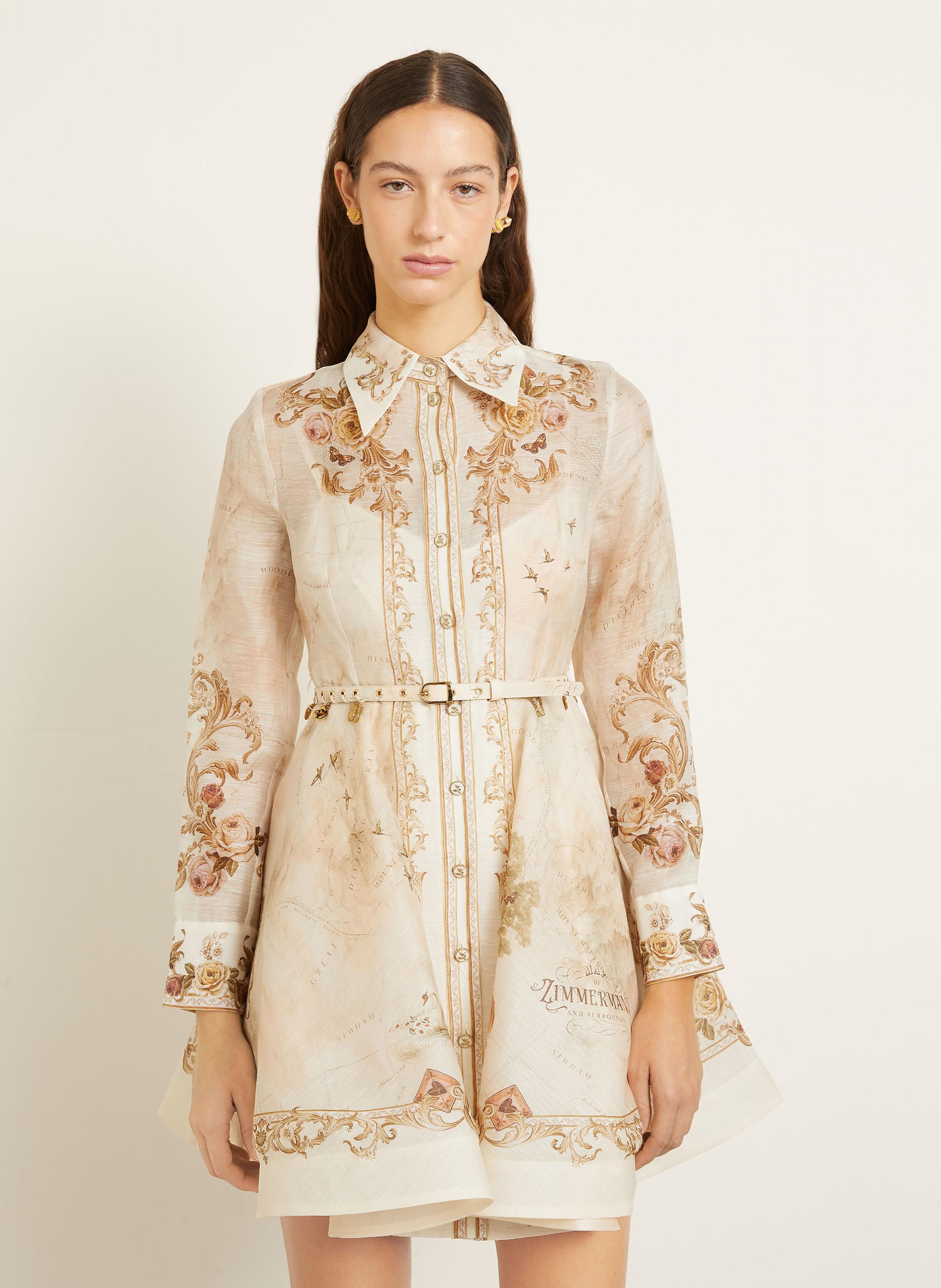 Thumbnail - Zimmermann Cocktailkleid Mit Seide Und Leinen beige