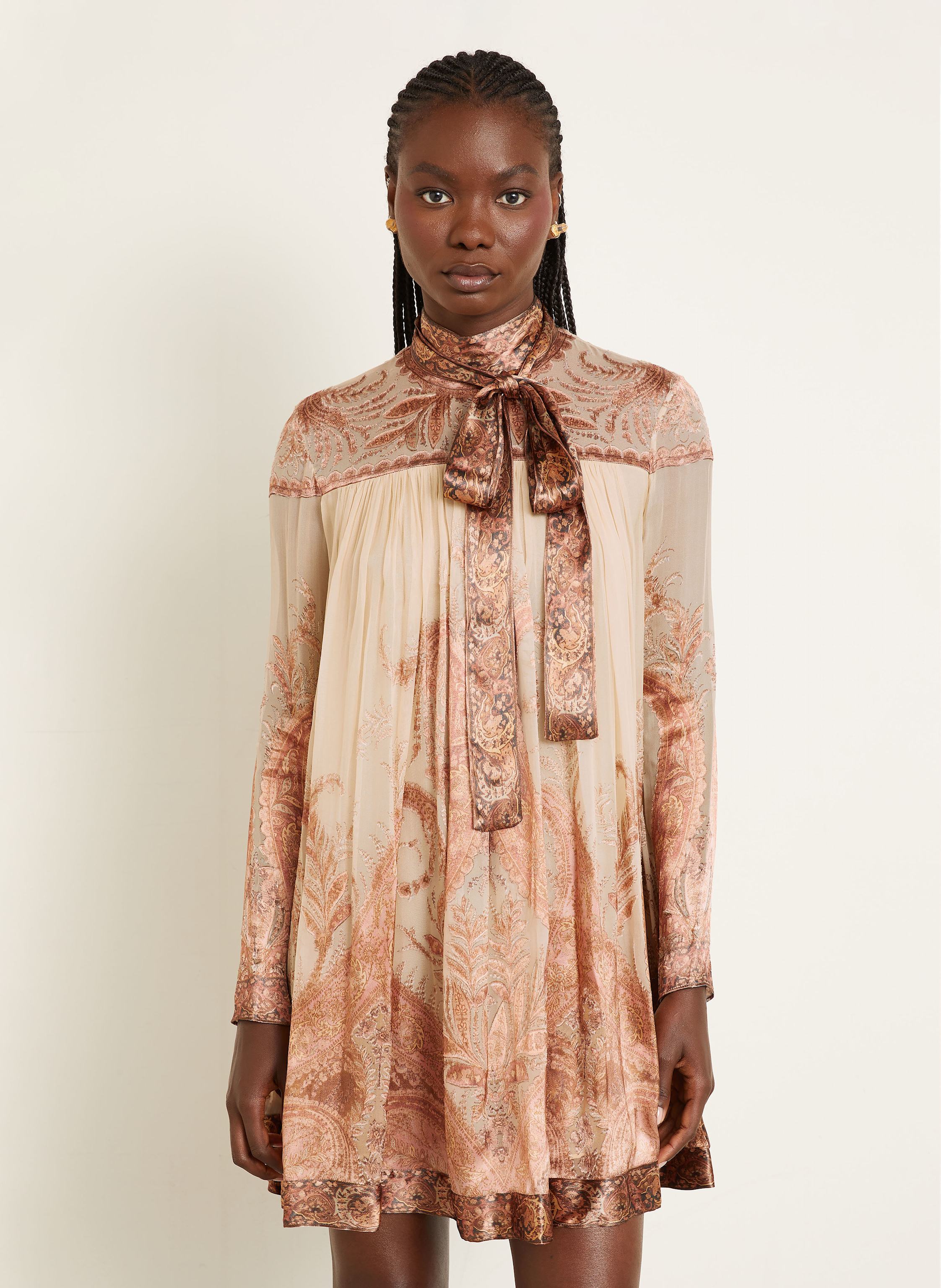 Thumbnail - Zimmermann Cocktailkleid Hypnotic Mit Abnehmbarer Schluppe beige