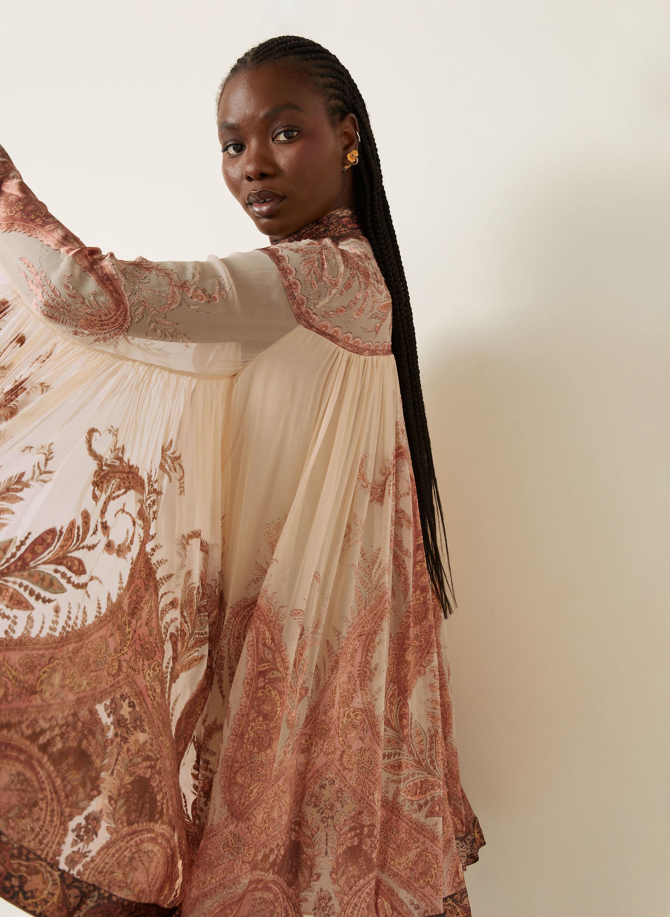 Thumbnail - Zimmermann Cocktailkleid Hypnotic Mit Abnehmbarer Schluppe beige