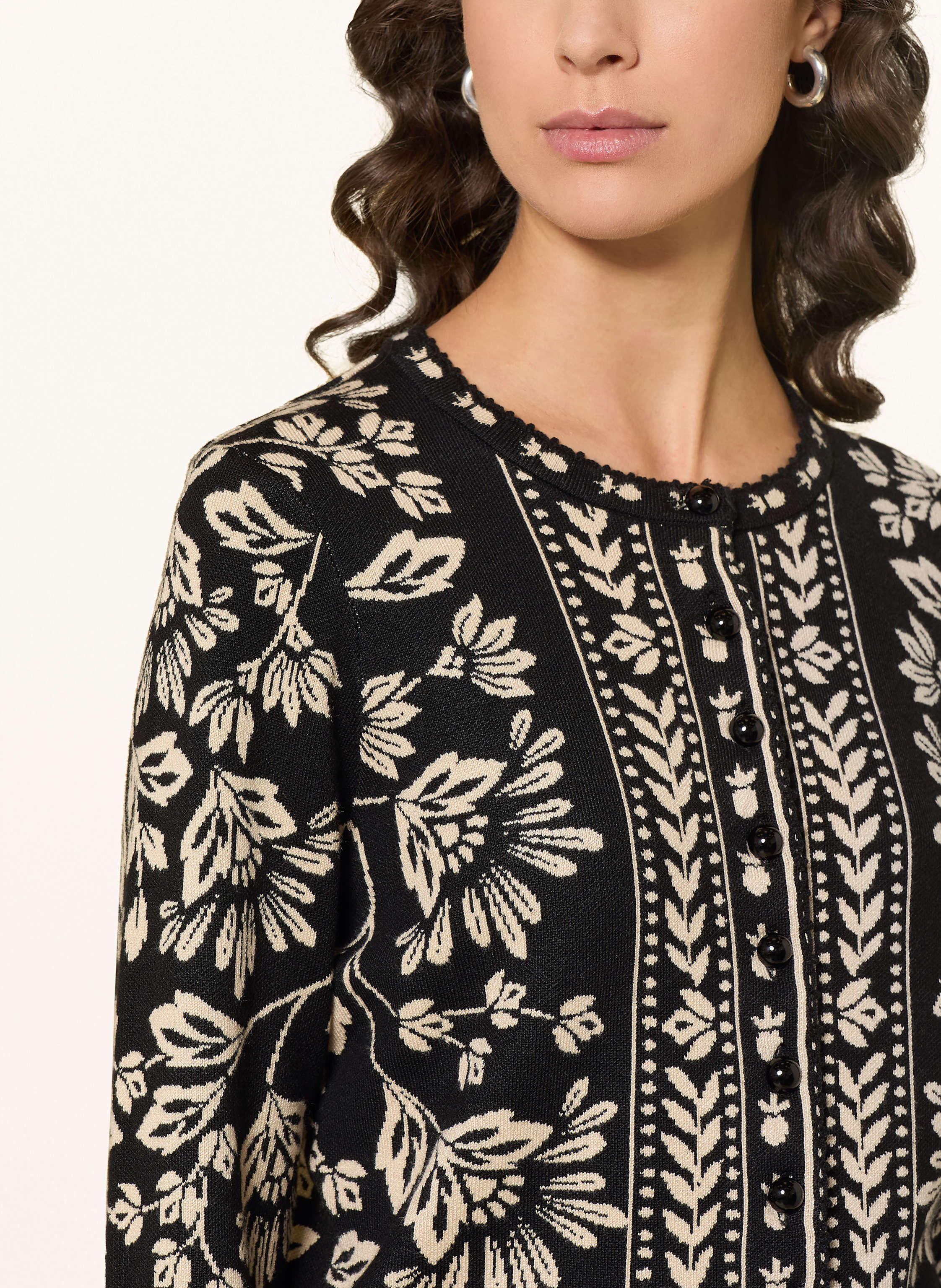 Thumbnail - Farm Rio Strickjacke Flower Bloom schwarz
