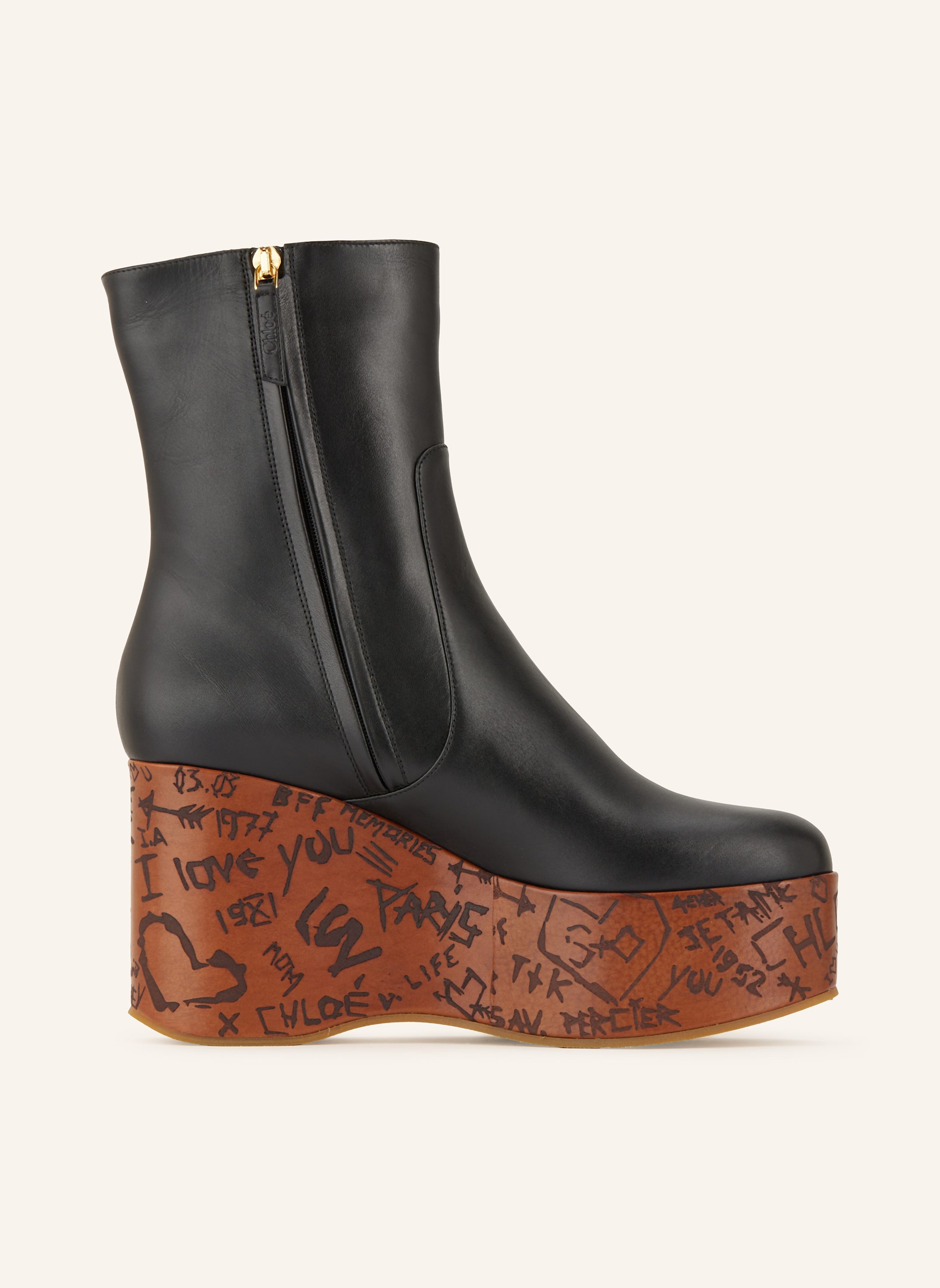 Thumbnail - Chloé Plateau-Stiefeletten Maxime schwarz