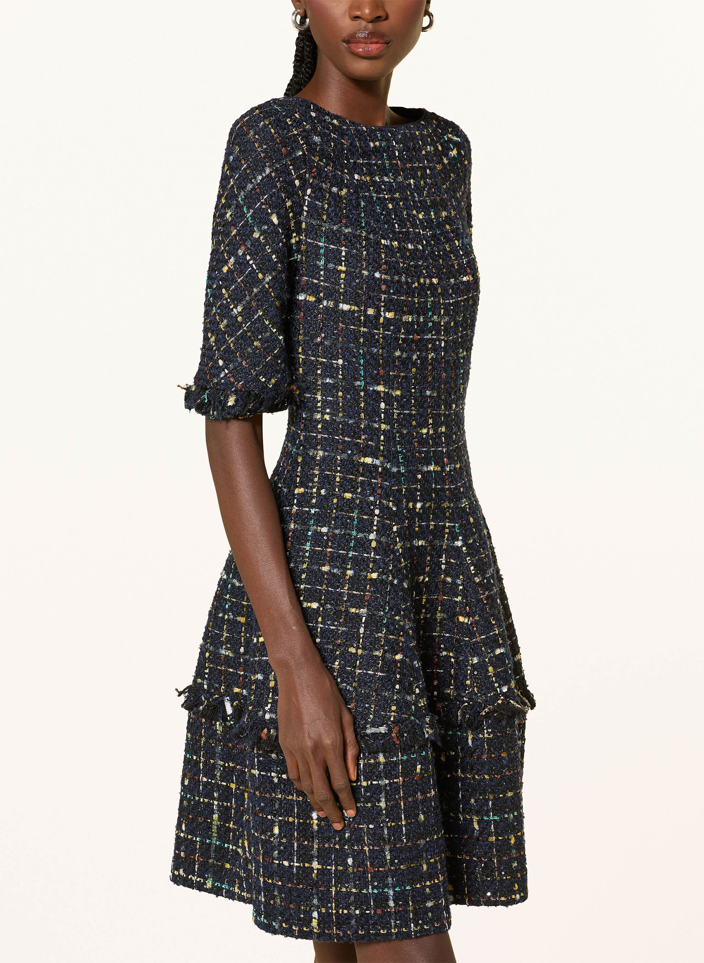 Thumbnail - Talbot Runhof Cocktailkleid Aus Tweed Mit Pailletten blau