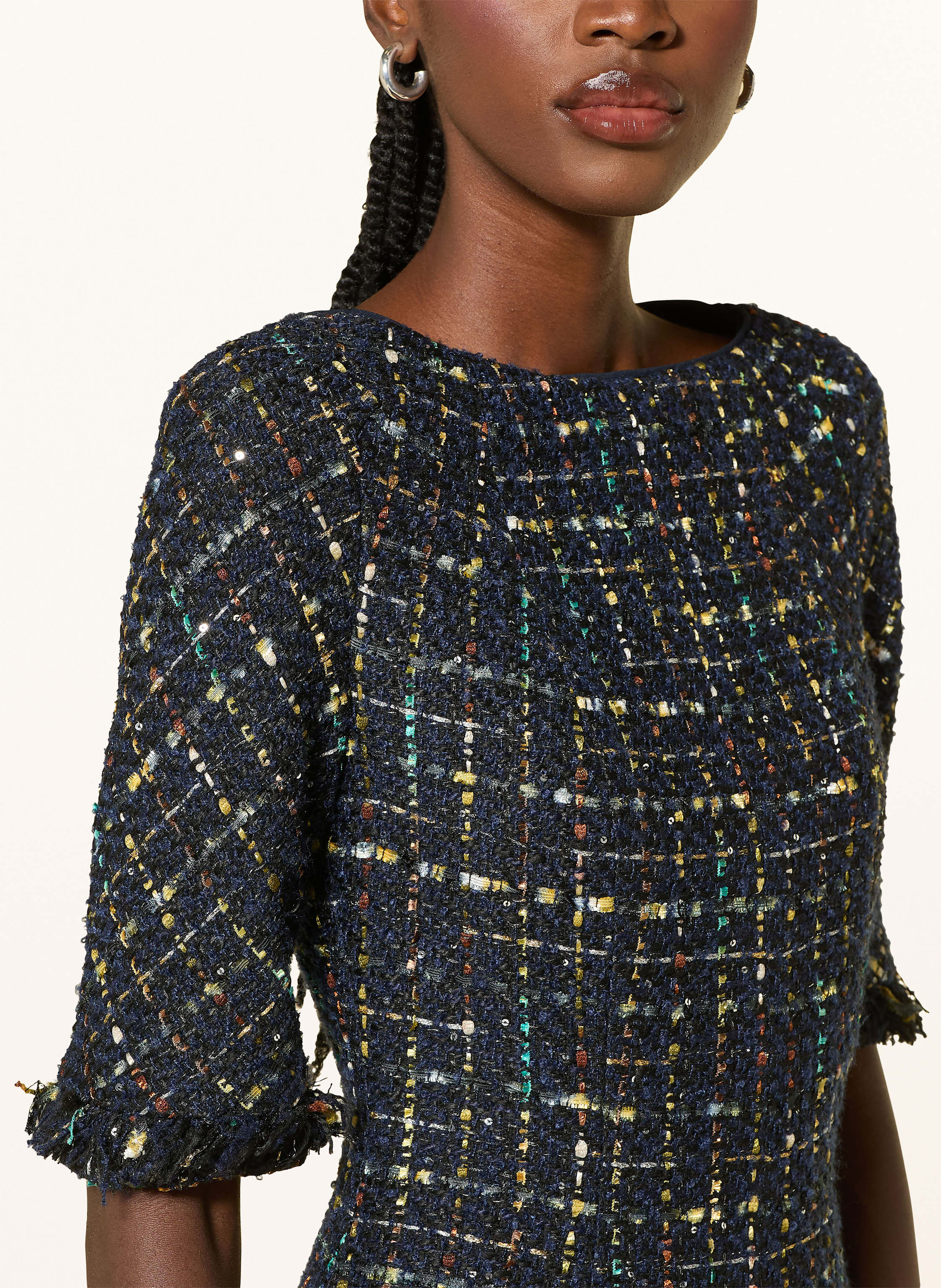 Thumbnail - Talbot Runhof Cocktailkleid Aus Tweed Mit Pailletten blau