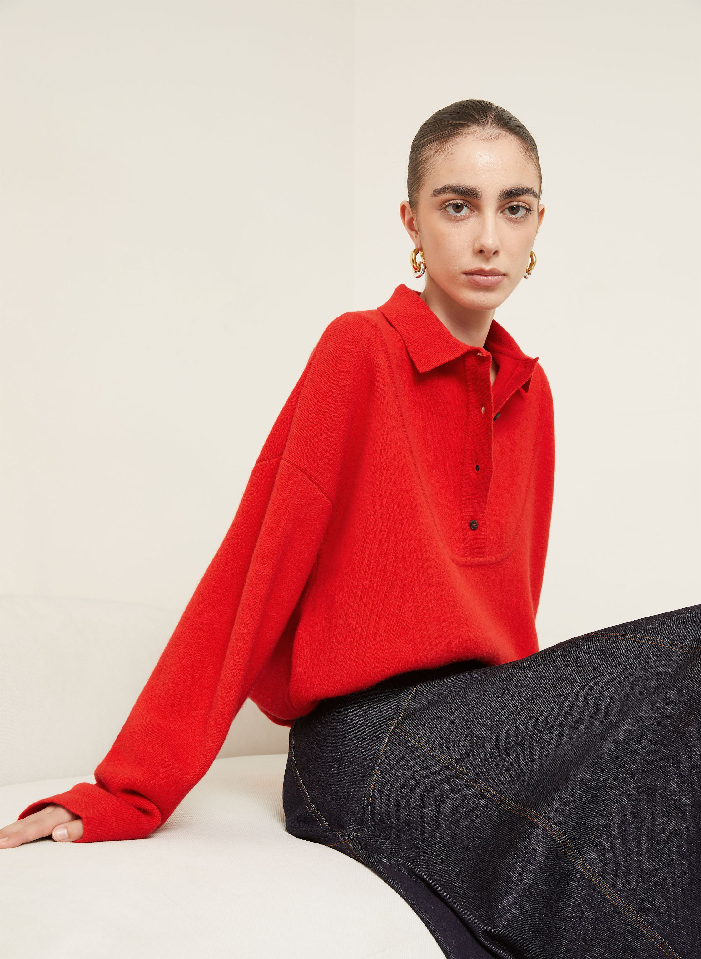 Thumbnail - Jacquemus Pullover La Maille Vareuse Pallone rot