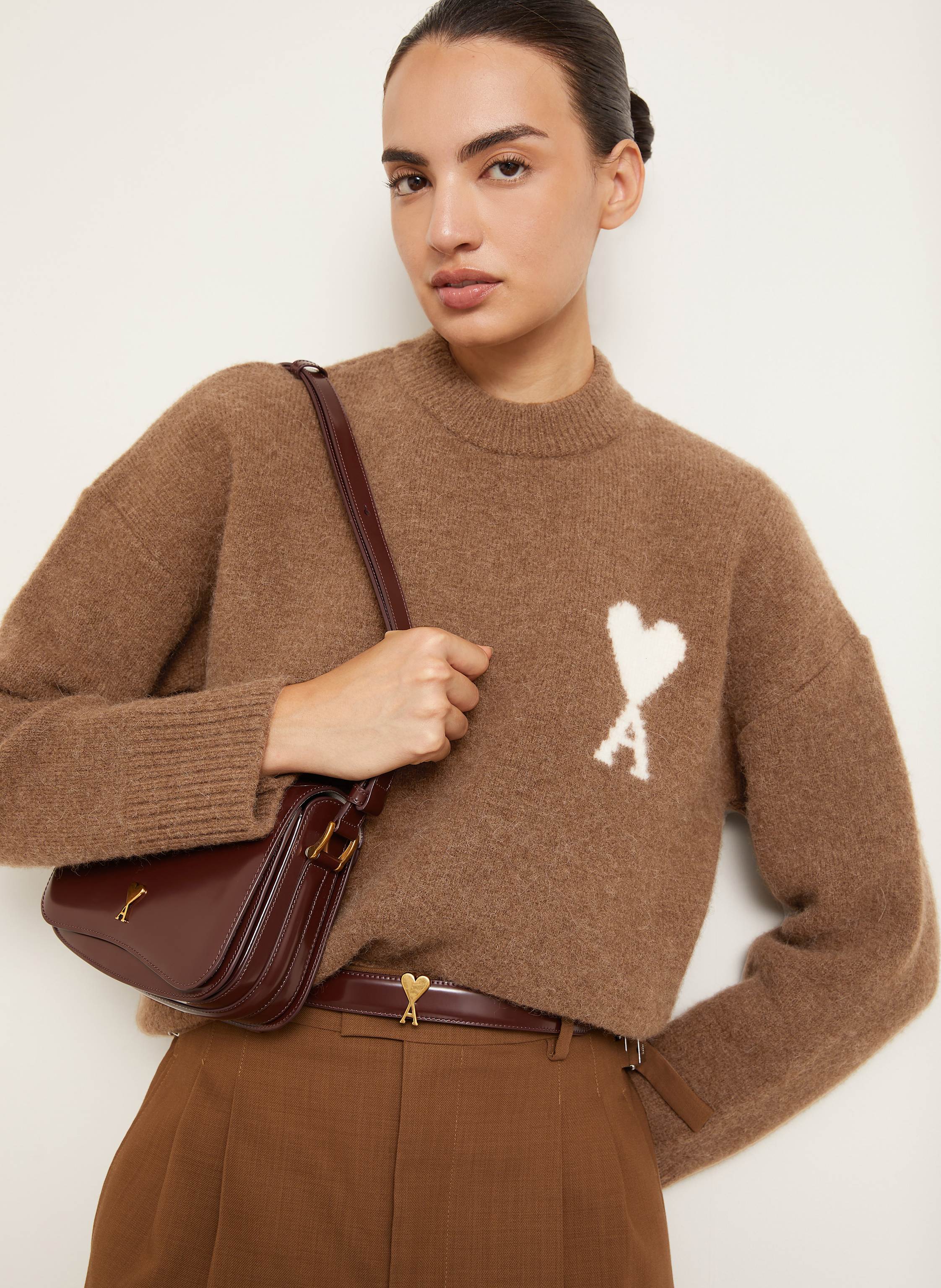 Thumbnail - Ami Paris Pullover Mit Alpaka braun