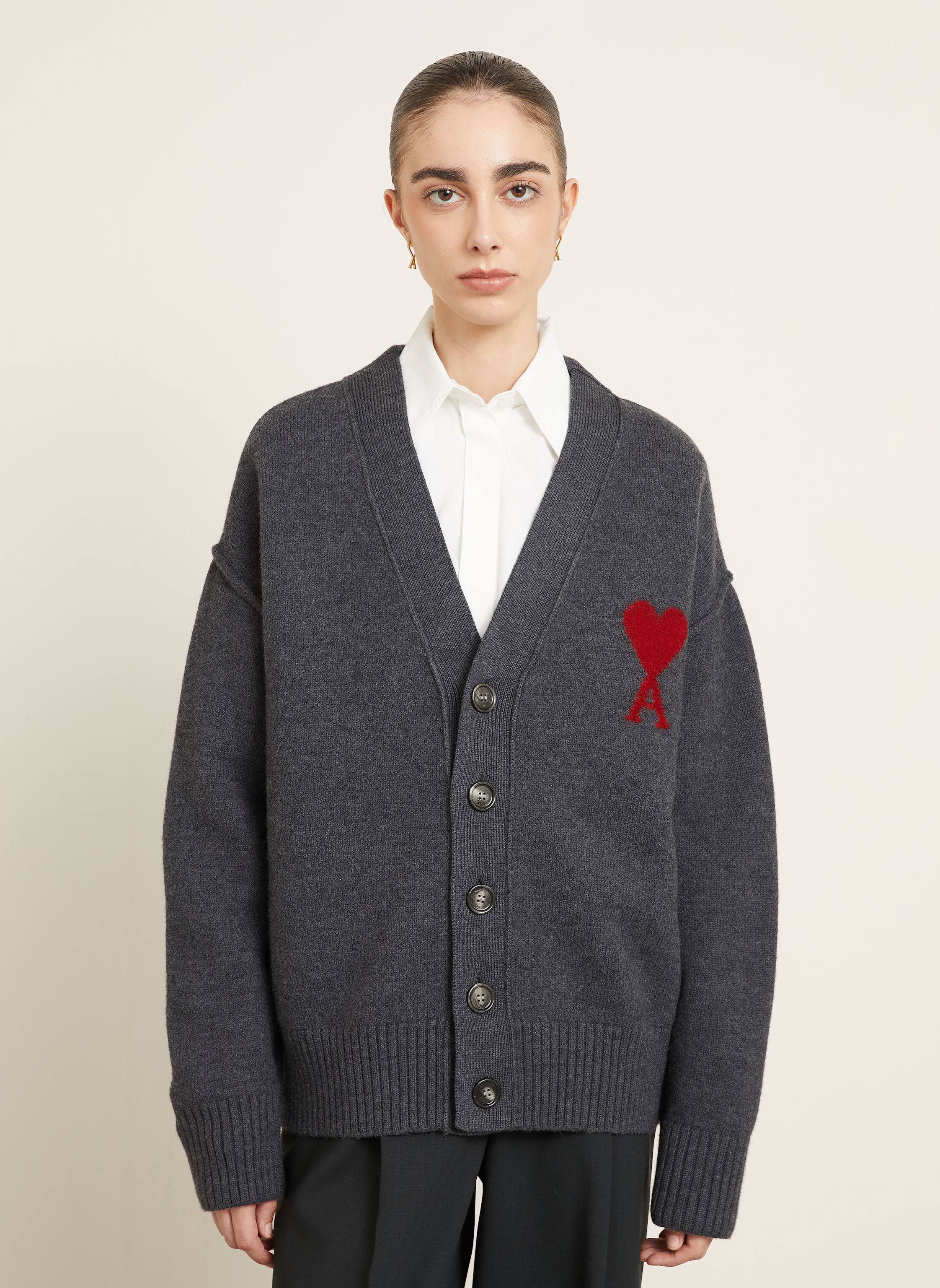 Thumbnail - Ami Paris Strickjacke grau