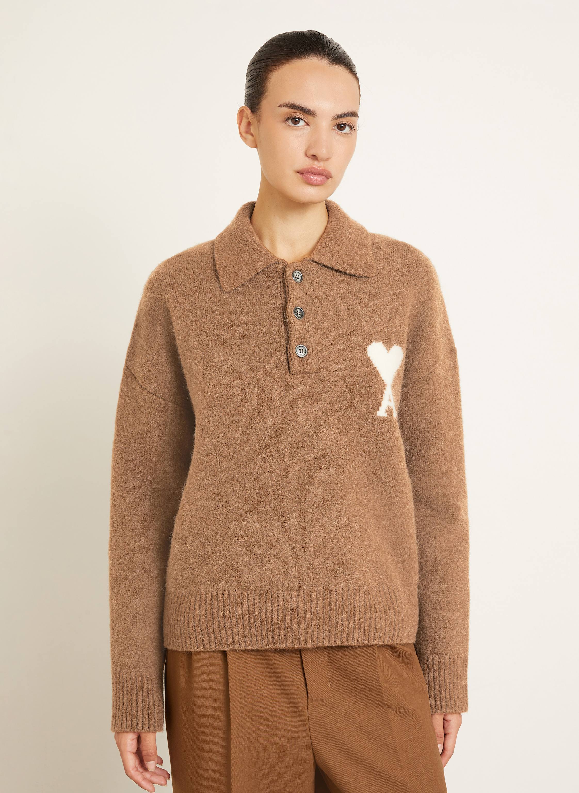 Thumbnail - Ami Paris Pullover Mit Alpaka braun