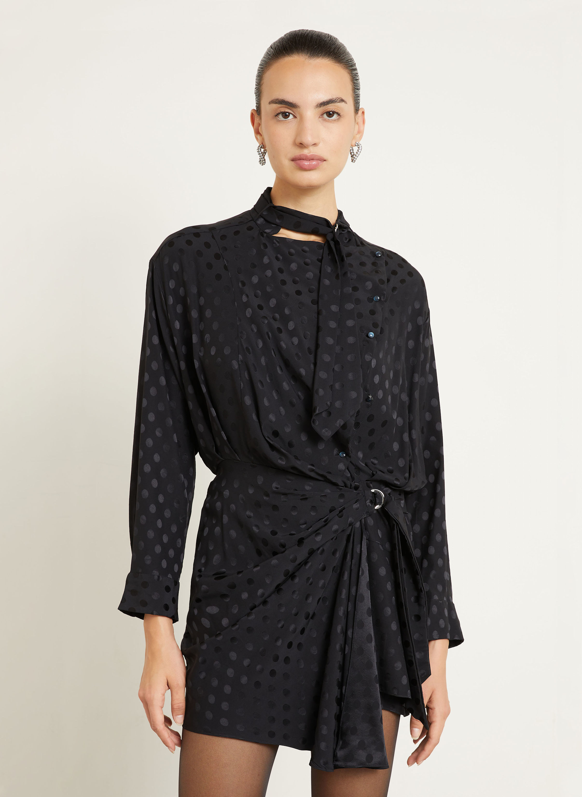 Thumbnail - Isabel Marant Jacquard-Kleid Ora Aus Seide schwarz