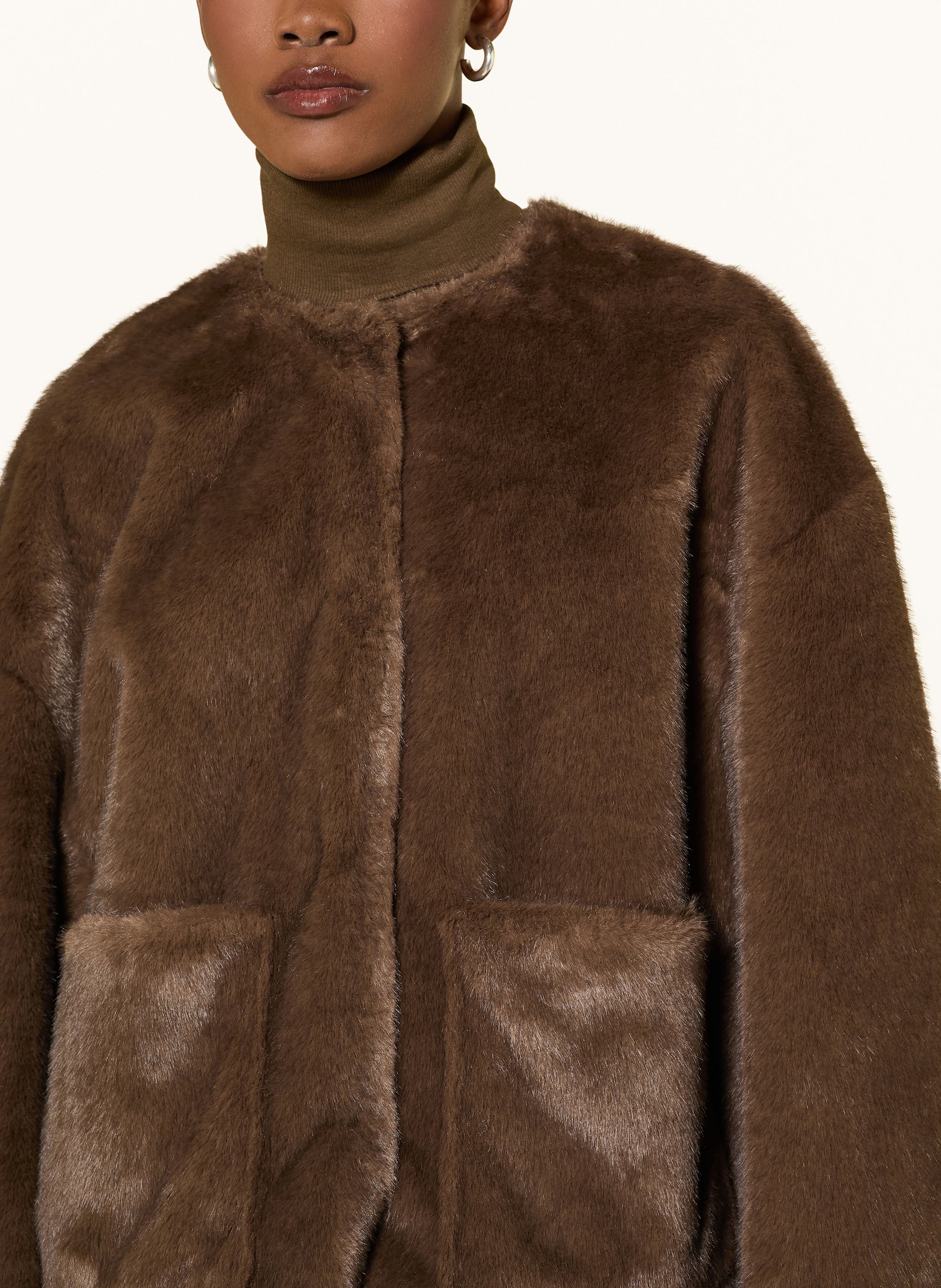 Thumbnail - By Malene Birger Kunstpelz-Jacke Jacquie Mit Abnehmbarem Kragen braun