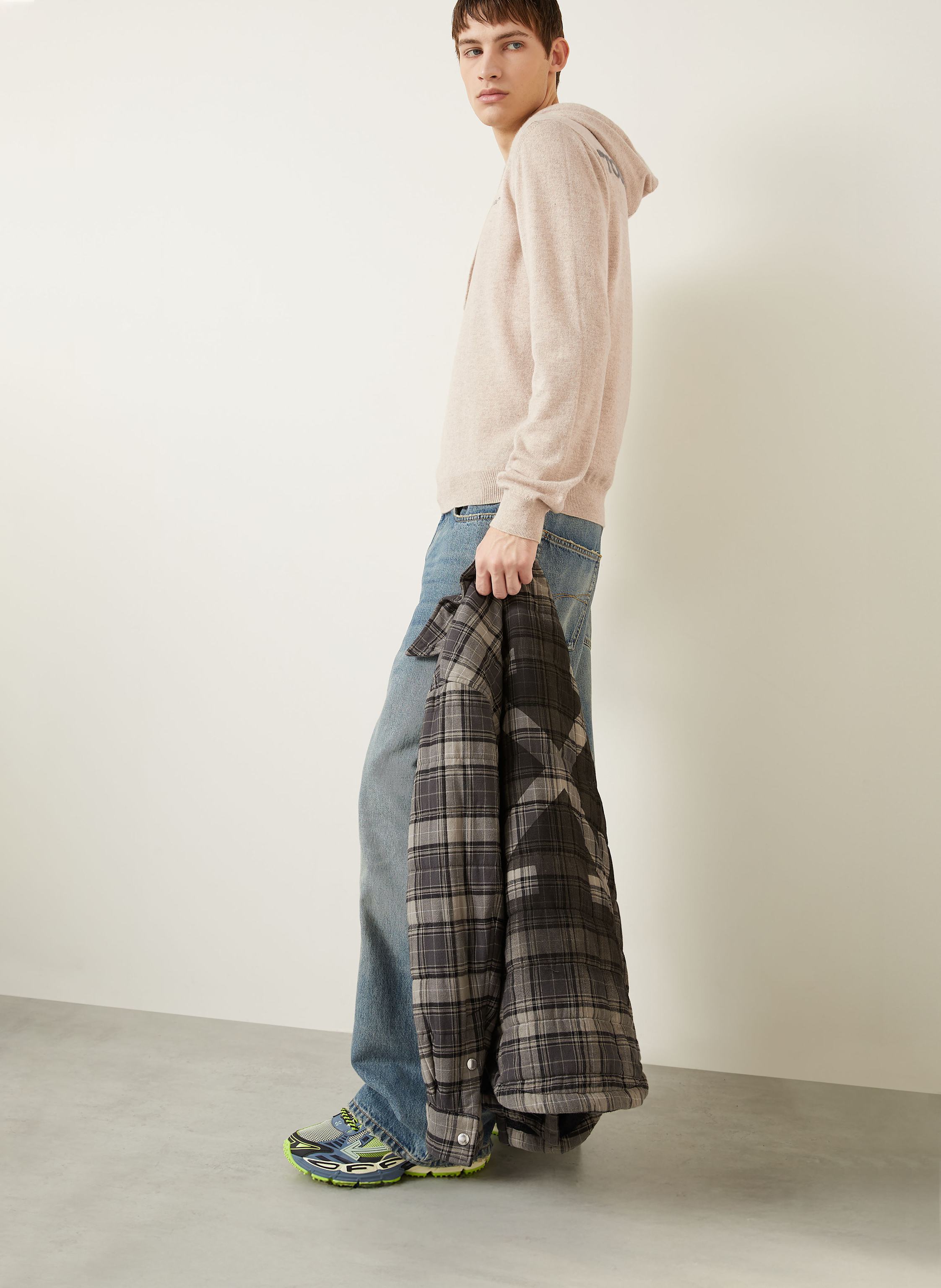 Thumbnail - Off-White Strick-Hoodie Aus Cashmere beige