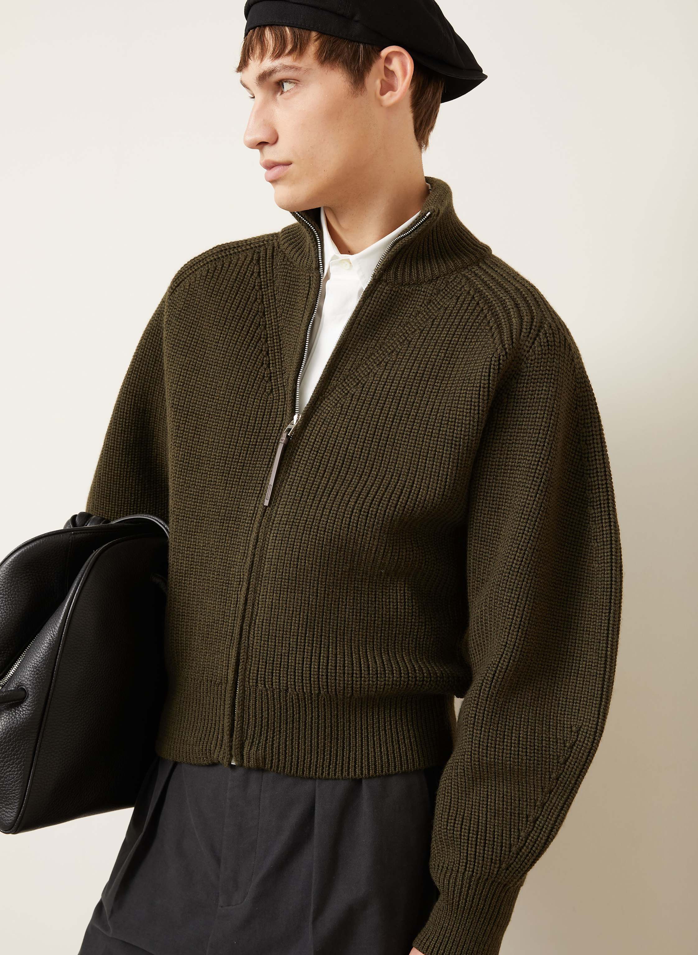Thumbnail - Jacquemus Strickjacke Le Cardigan Zippe Merino Aus Merinowolle gruen