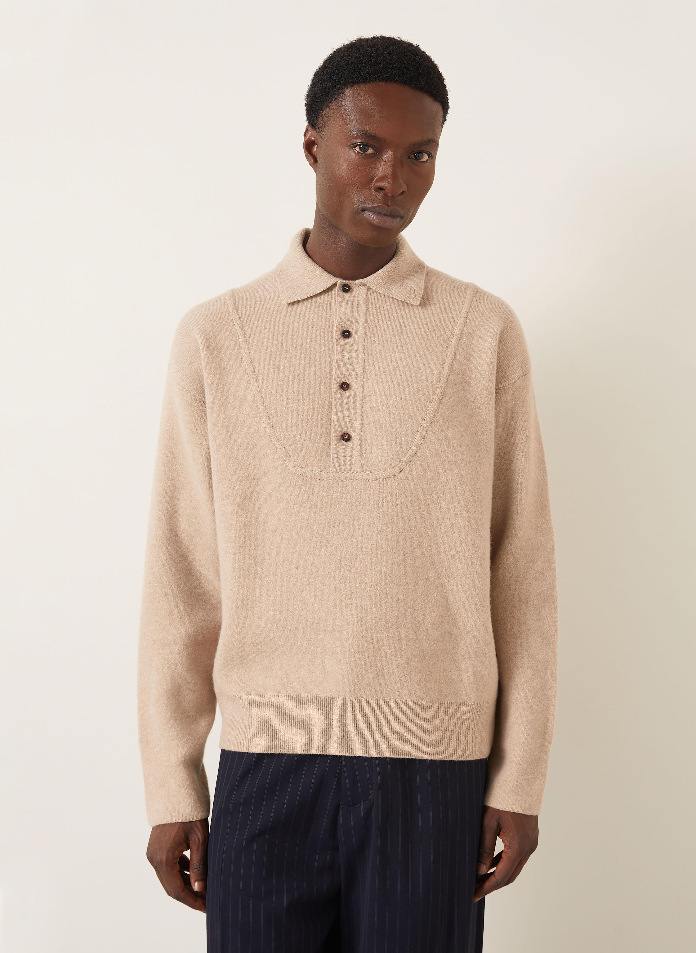 Thumbnail - Jacquemus Strick-Poloshirt La Maille Vareuse Pallone beige