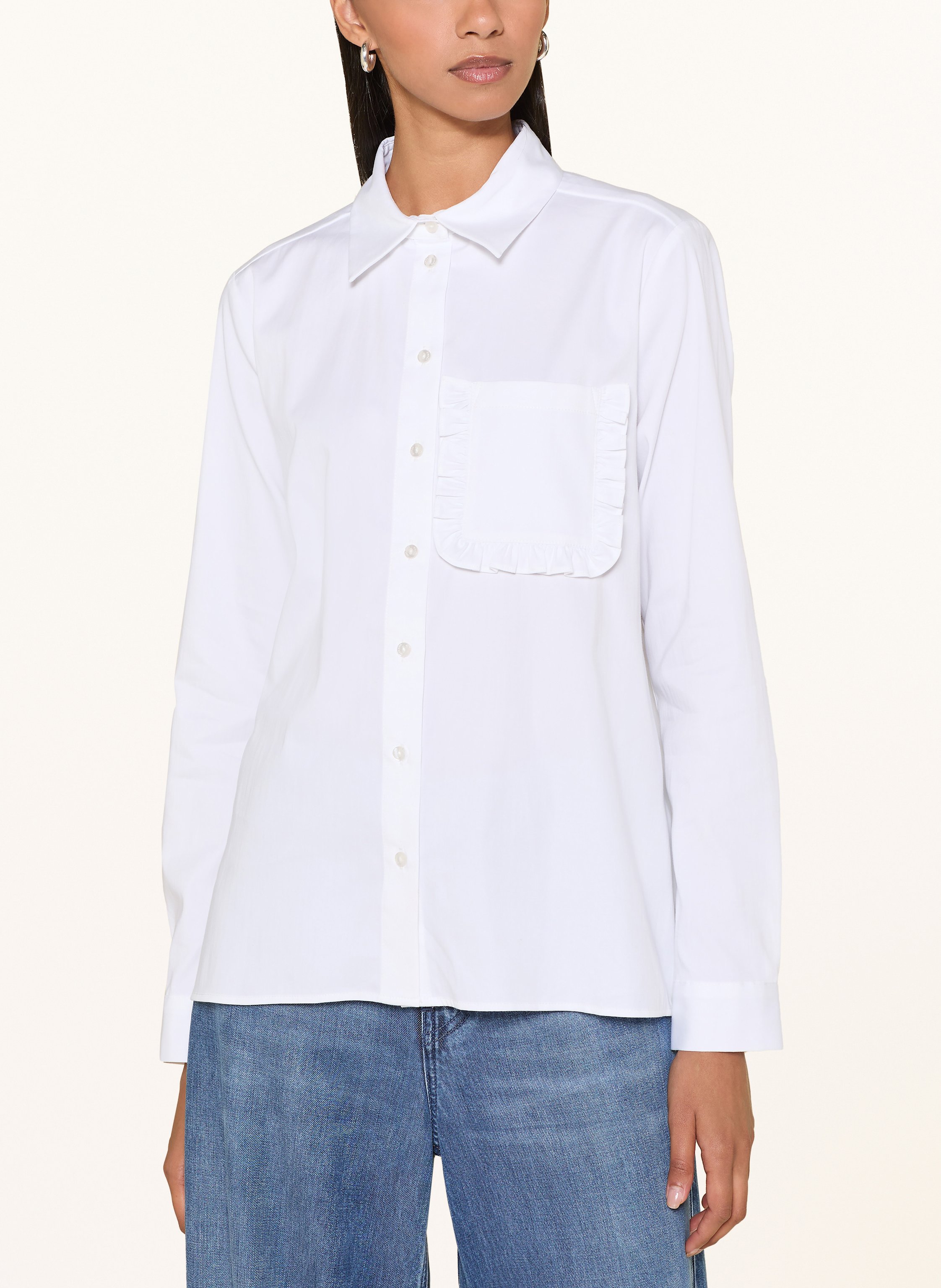 Thumbnail - Milano Italy Bluse Mit Rüschen weiss