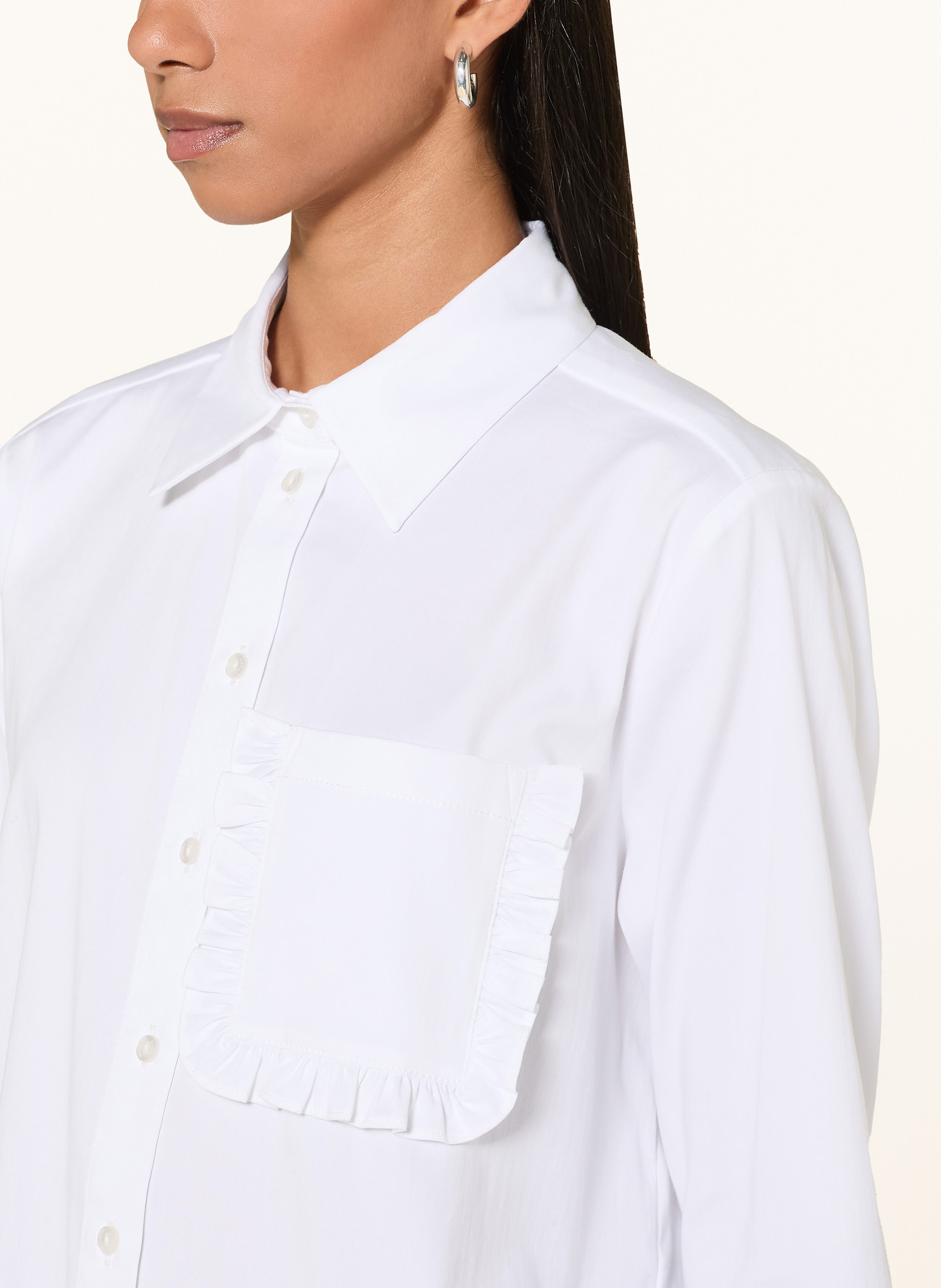 Thumbnail - Milano Italy Bluse Mit Rüschen weiss