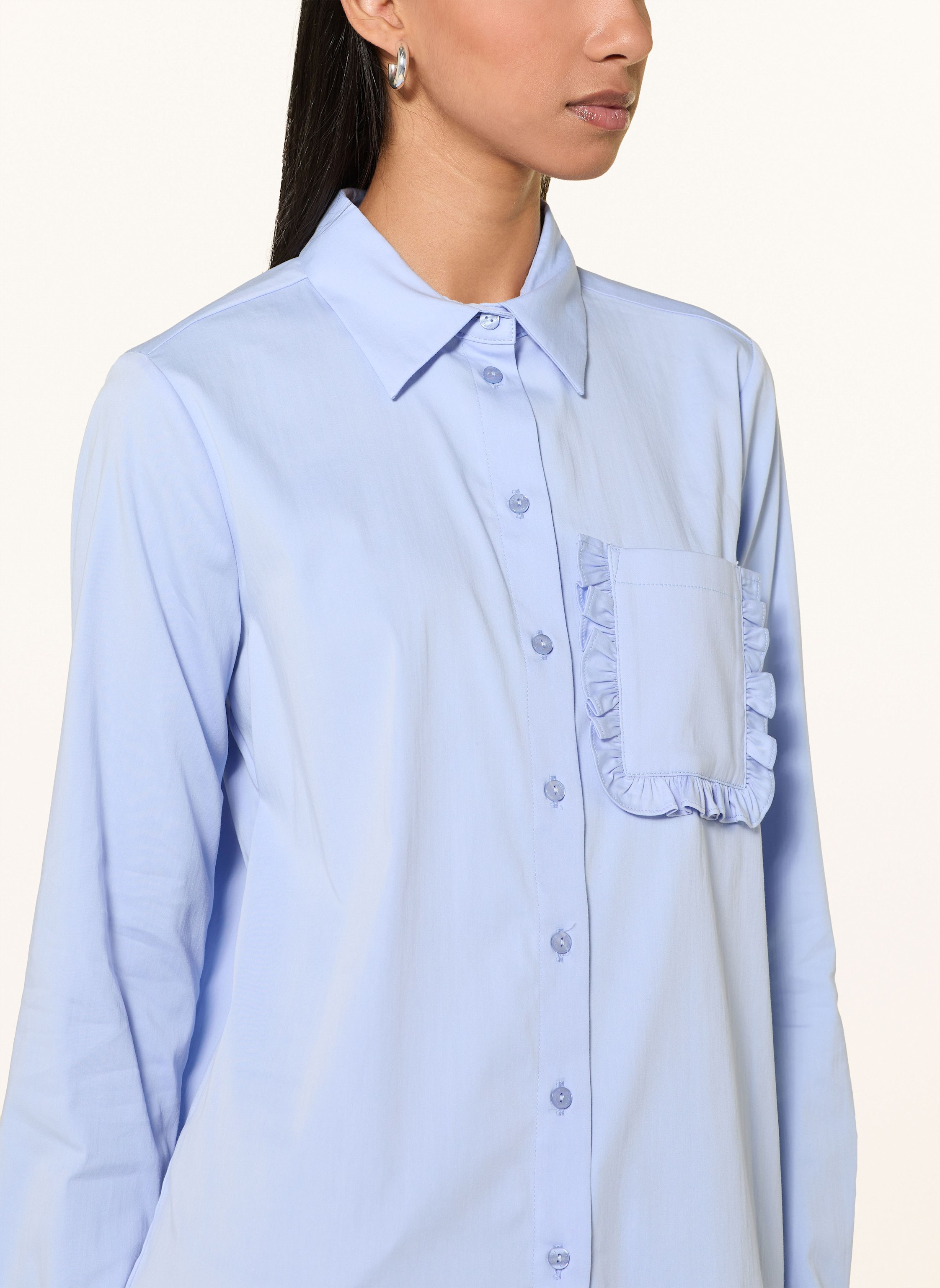 Thumbnail - Milano Italy Bluse Mit Rüschen blau