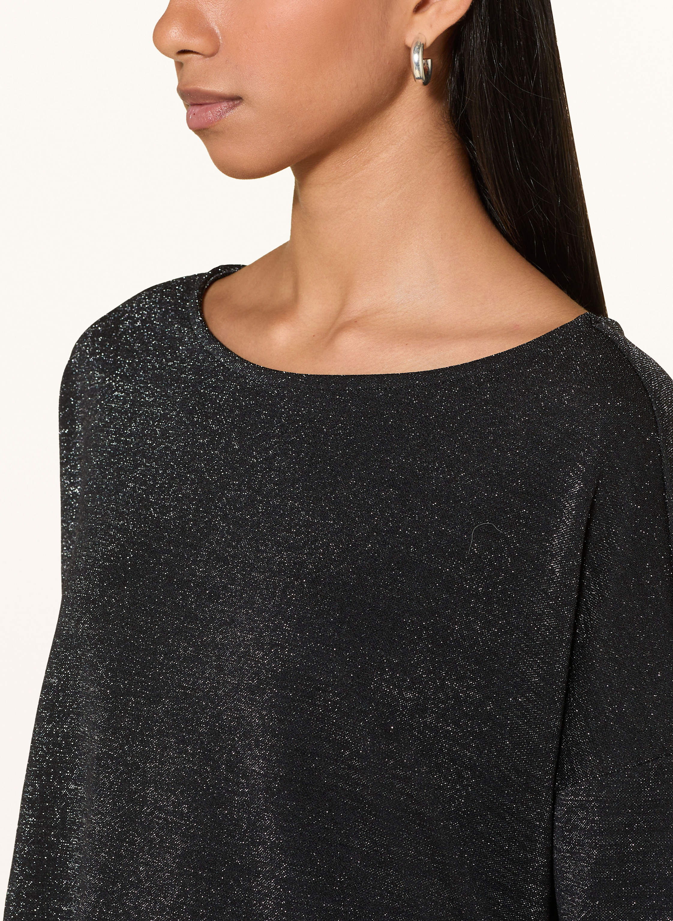 Thumbnail - Milano Italy Shirt Mit 3/4-Arm Und Glitzergarn schwarz