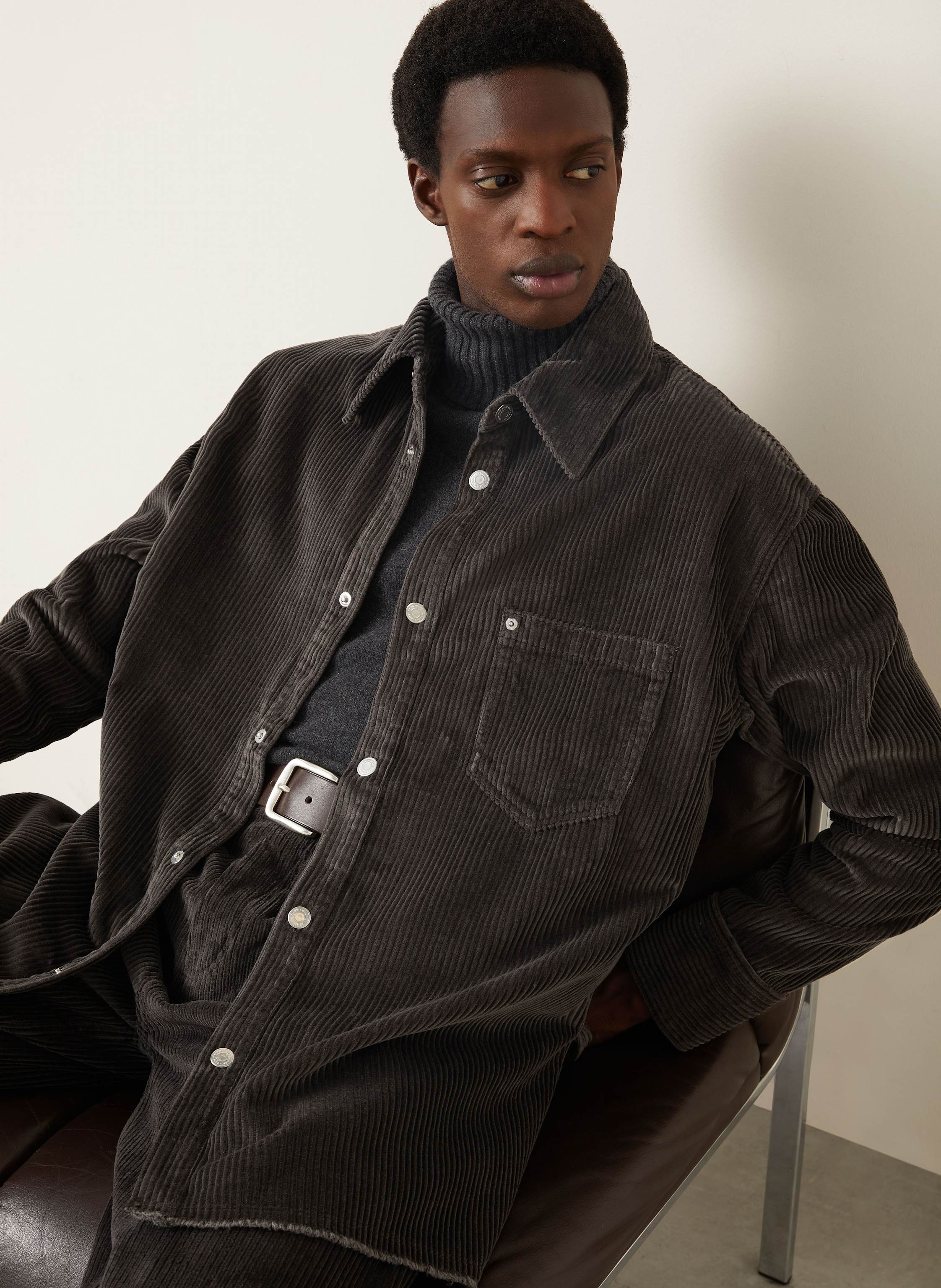 Thumbnail - Ami Paris Cord-Overshirt grau