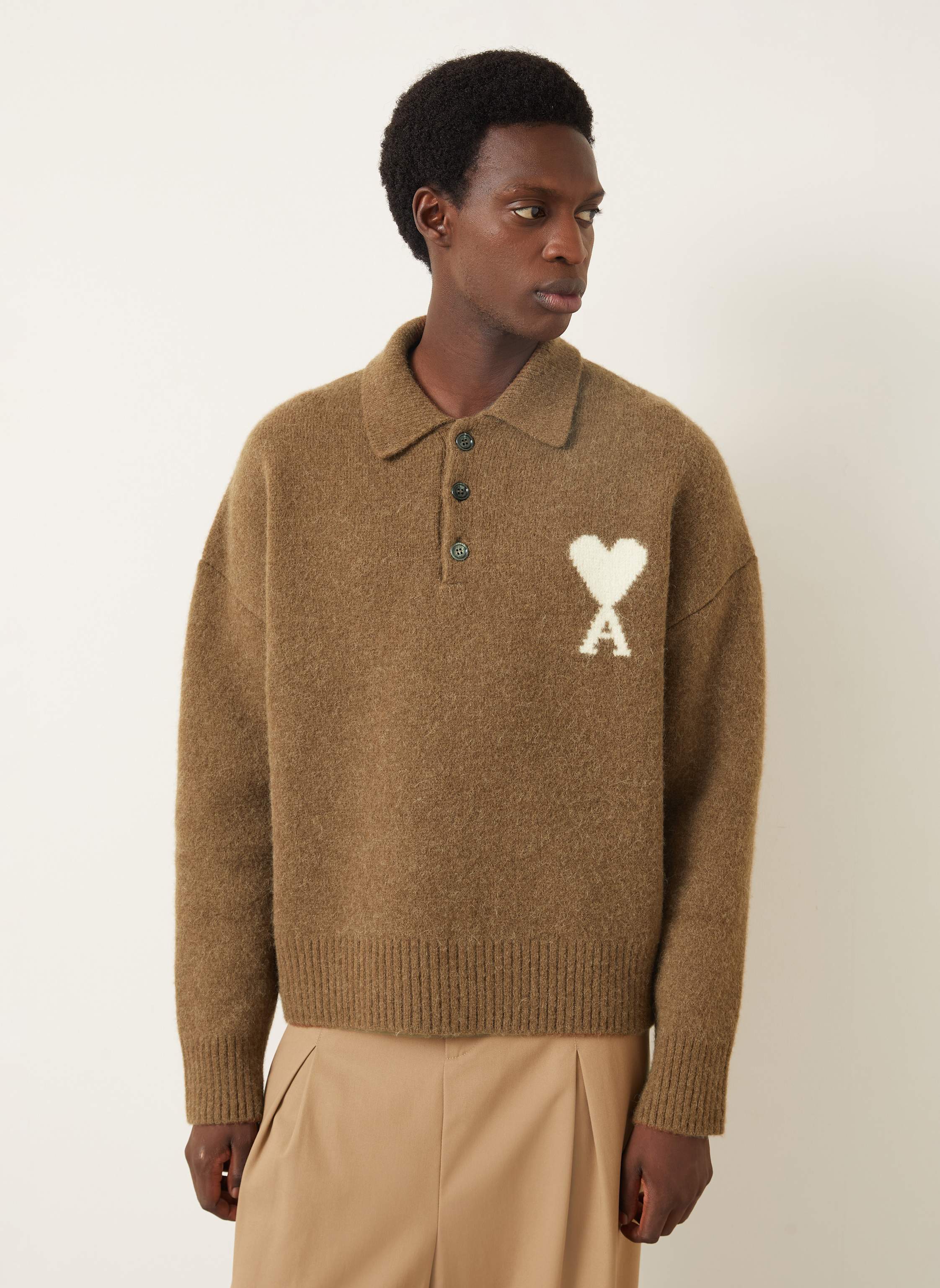 Thumbnail - Ami Paris Pullover Mit Alpaka braun