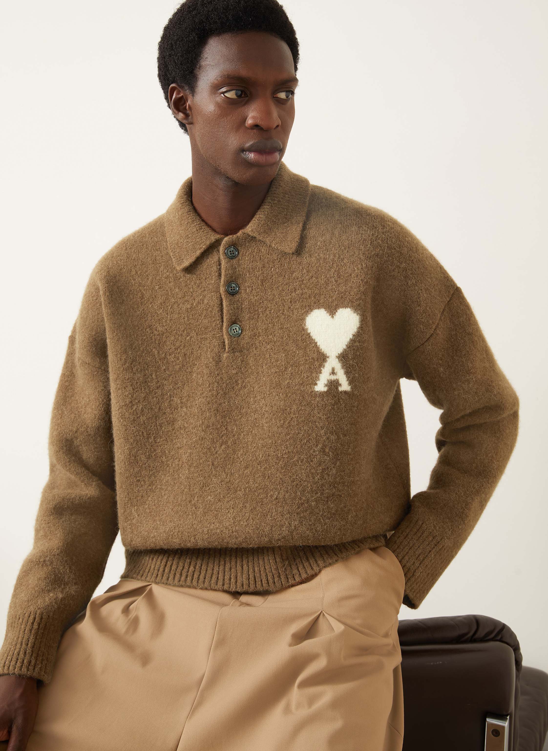 Thumbnail - Ami Paris Pullover Mit Alpaka braun