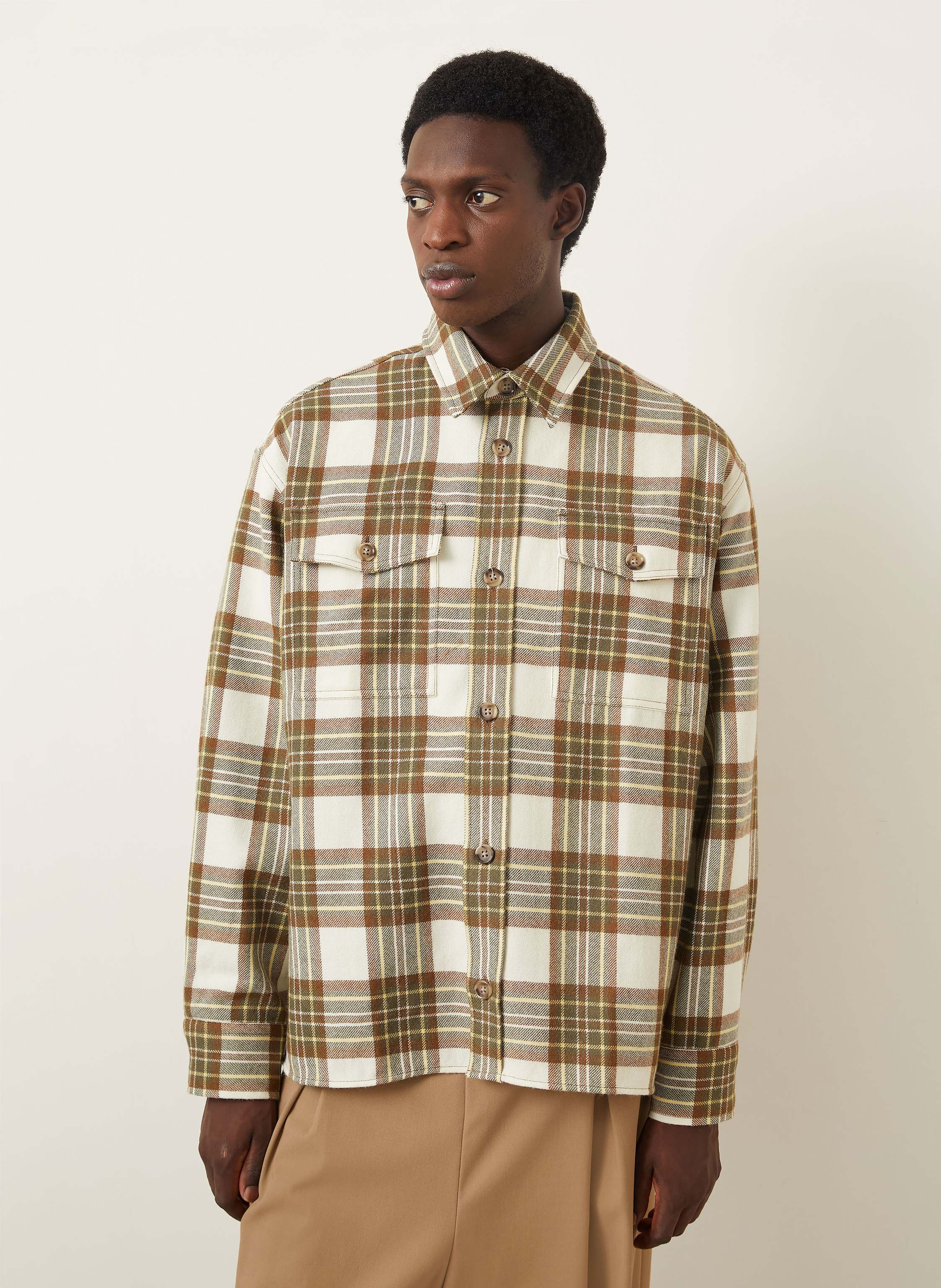 Thumbnail - Ami Paris Flanell-Overshirt beige