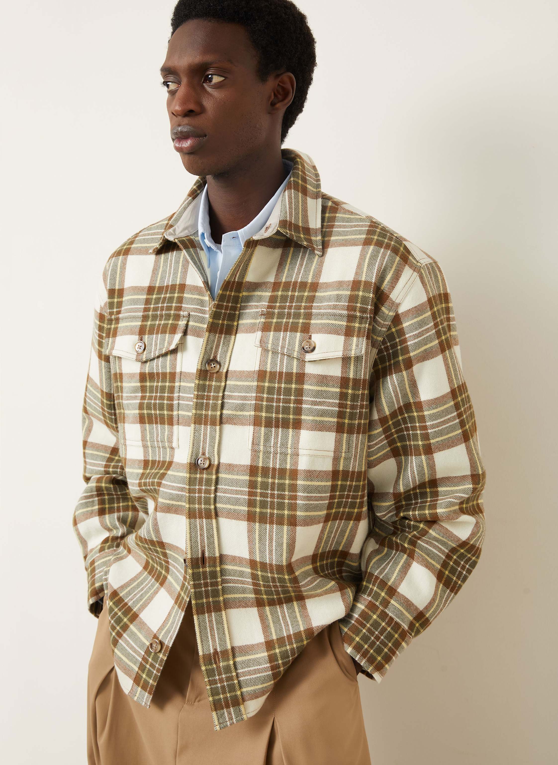 Thumbnail - Ami Paris Flanell-Overshirt beige