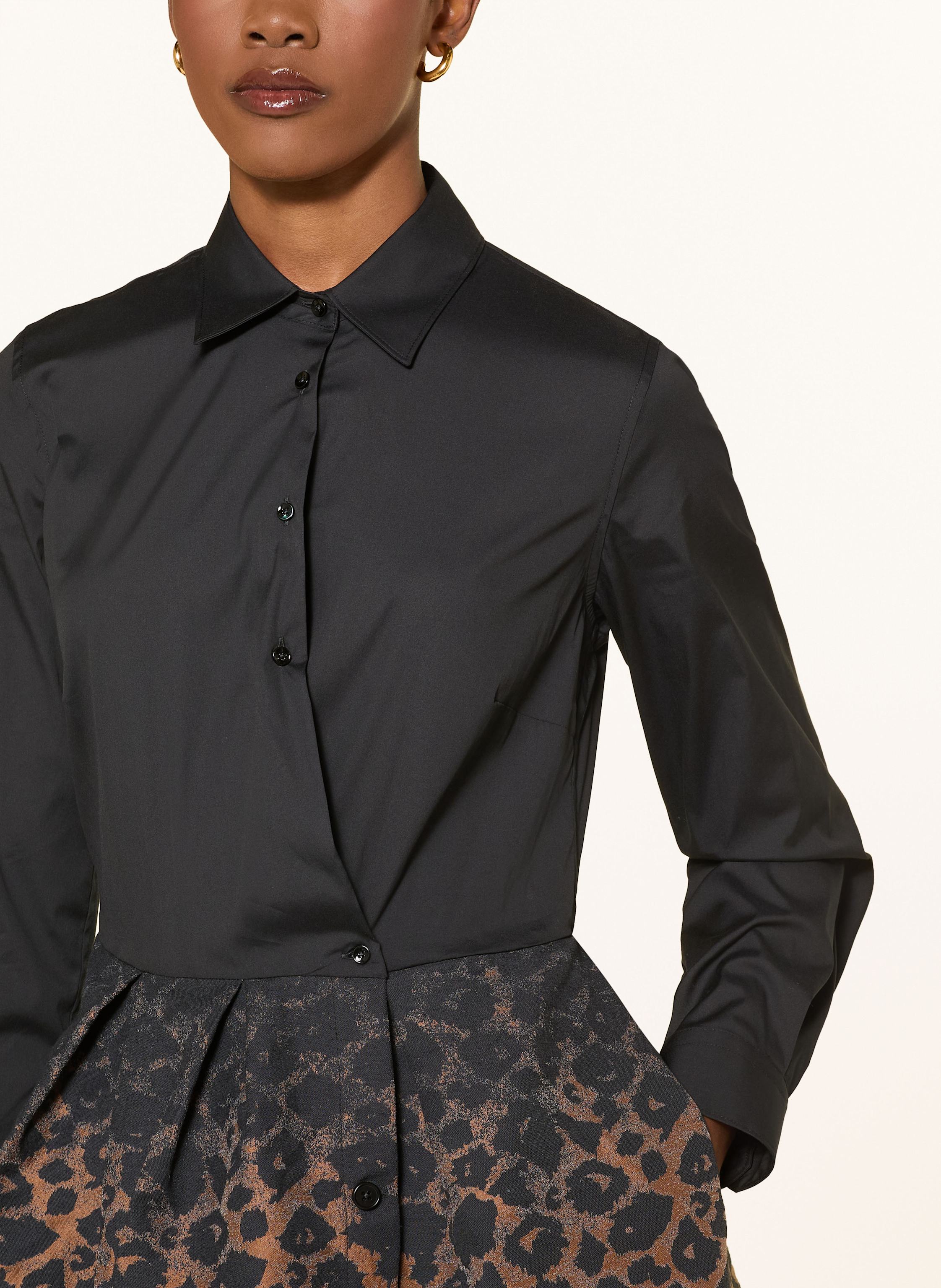 Thumbnail - Sara Roka Hemdblusenkleid Im Materialmix braun