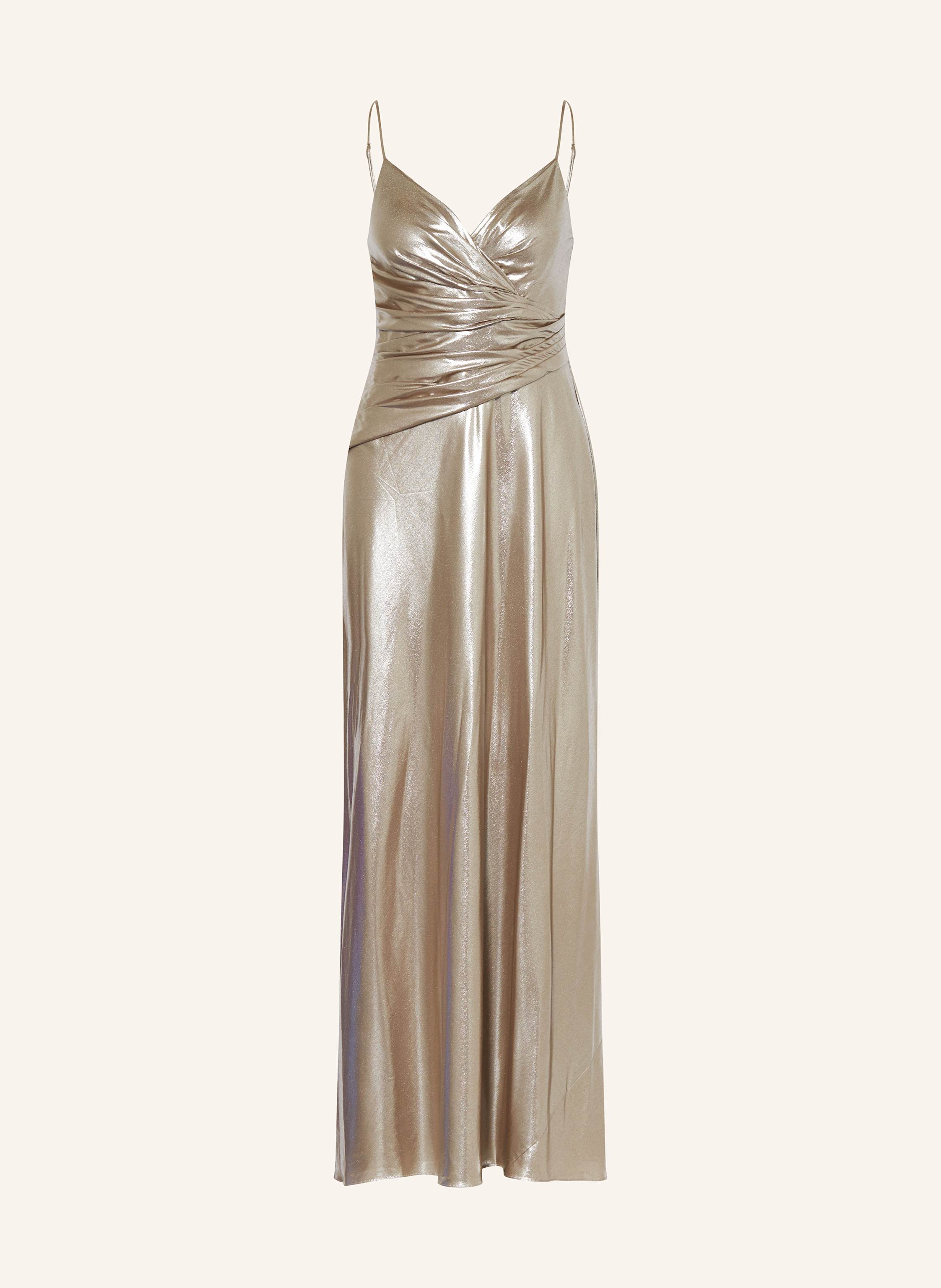 LAUREN RALPH LAUREN Abendkleid mit Glitzergarn in taupe