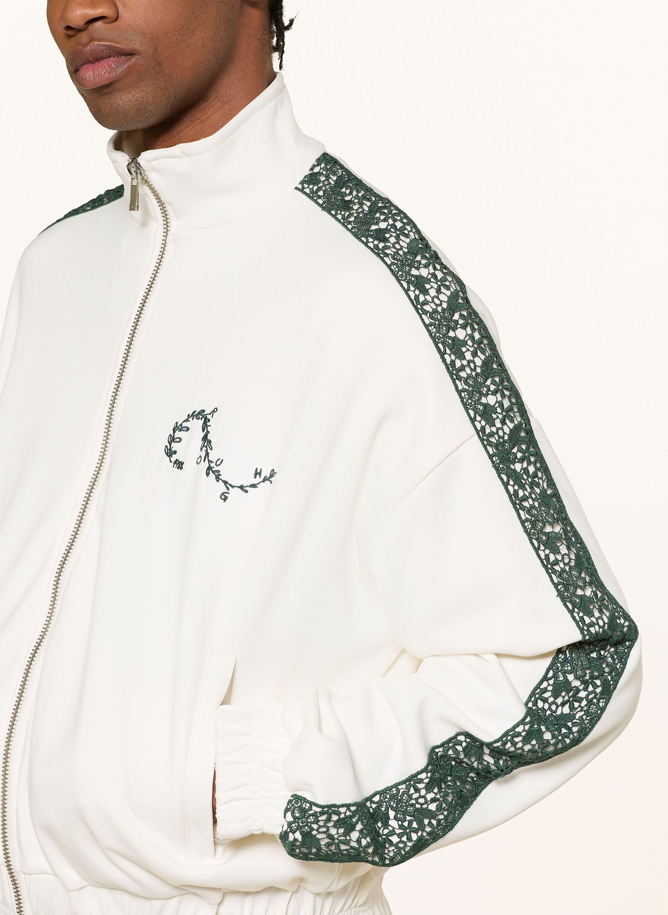 Thumbnail - Rough. Sweatjacke Mit Lochspitze weiss
