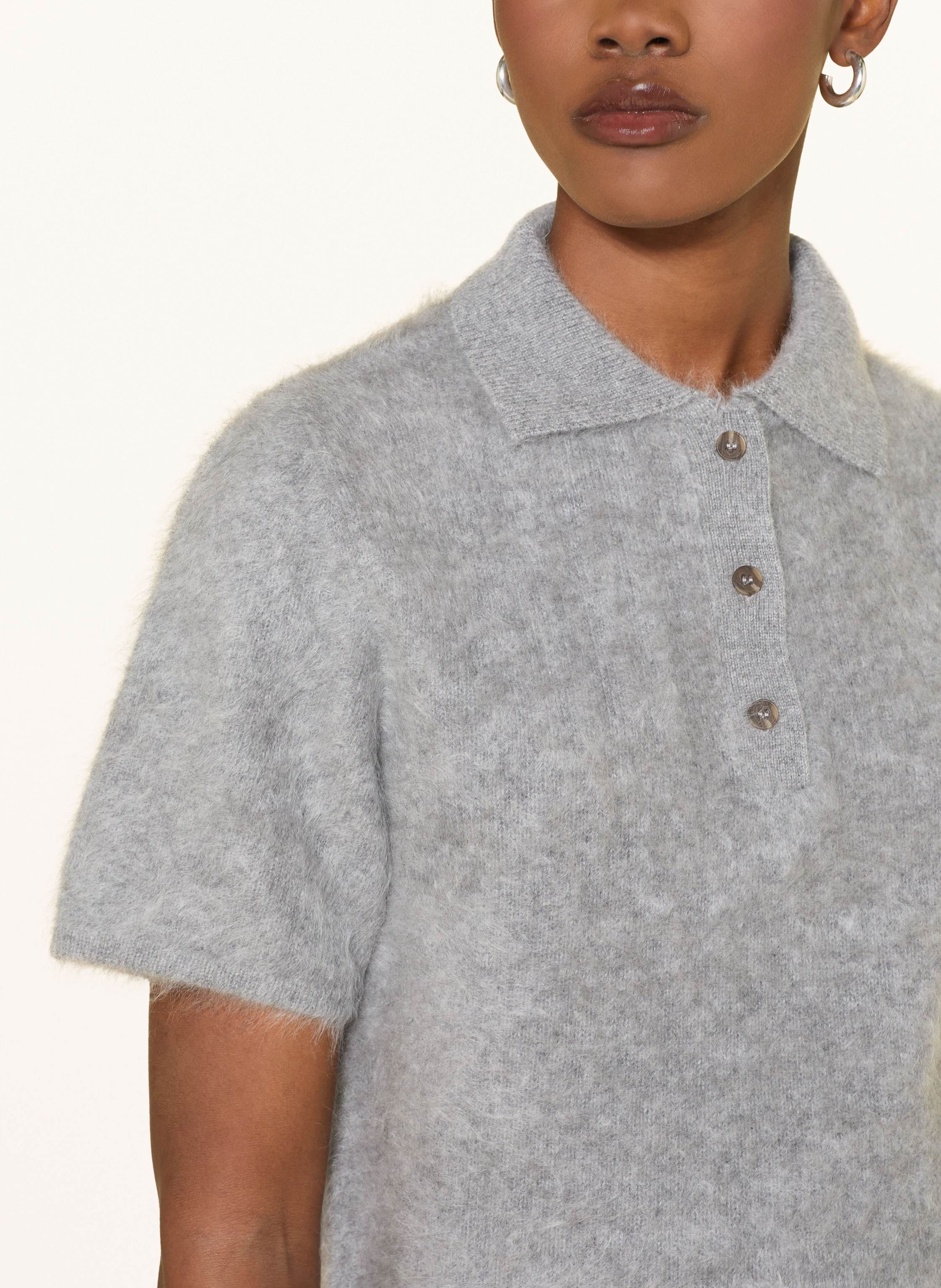Thumbnail - Almada Label Strick-Poloshirt Maika Aus Cashmere grau