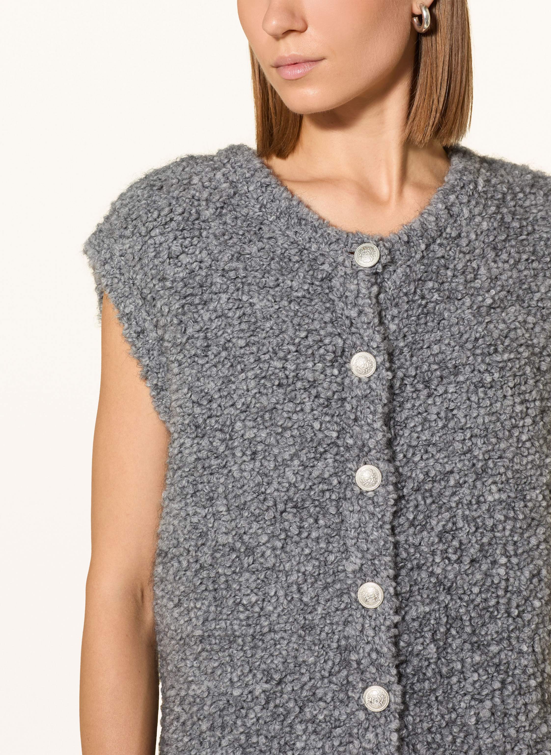 Thumbnail - Smith & Soul Strickweste Aus Bouclé grau