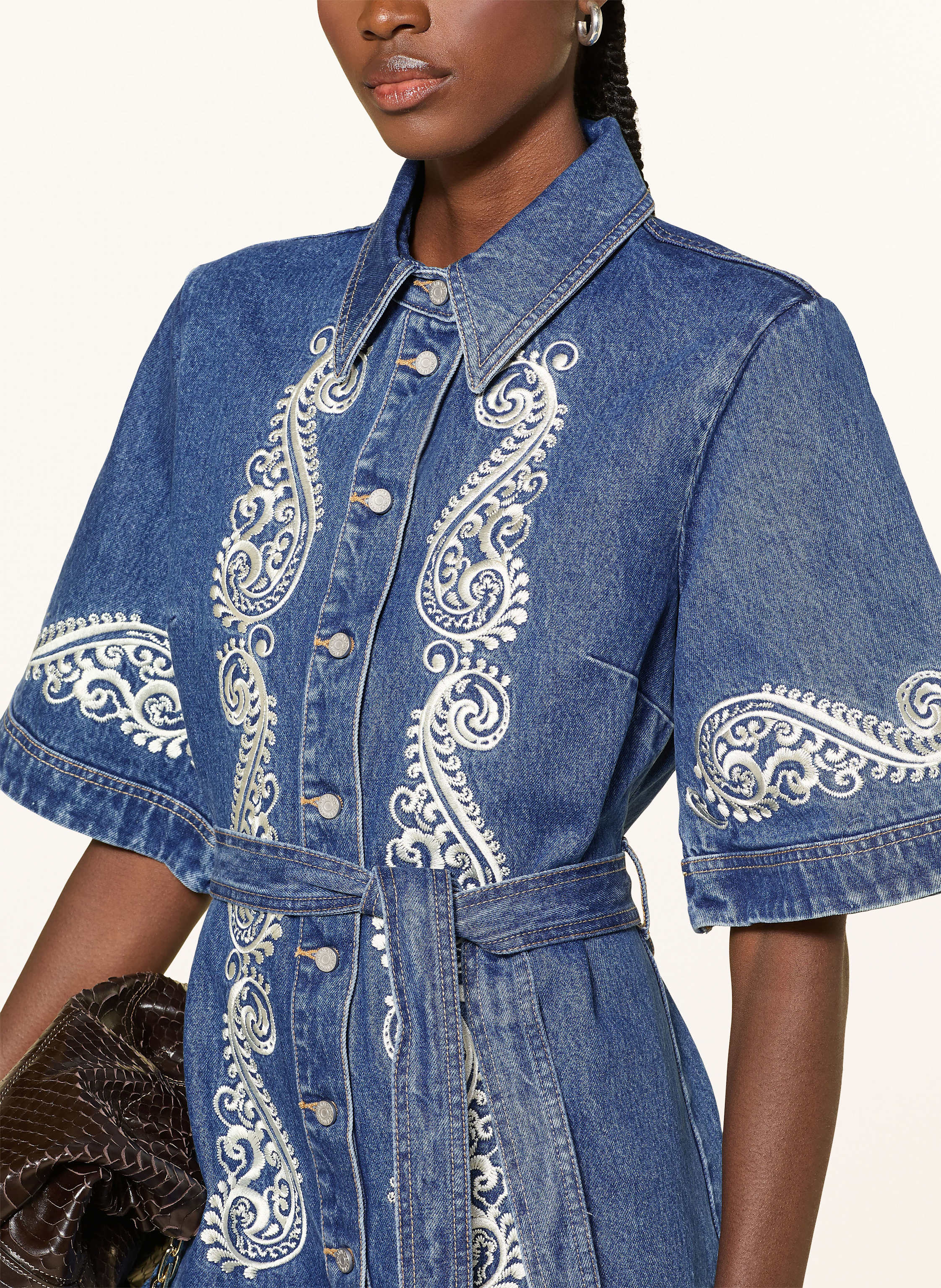 Thumbnail - Alémais Jeanskleid Jacones Mit 3/4-Arm Und Volants blau