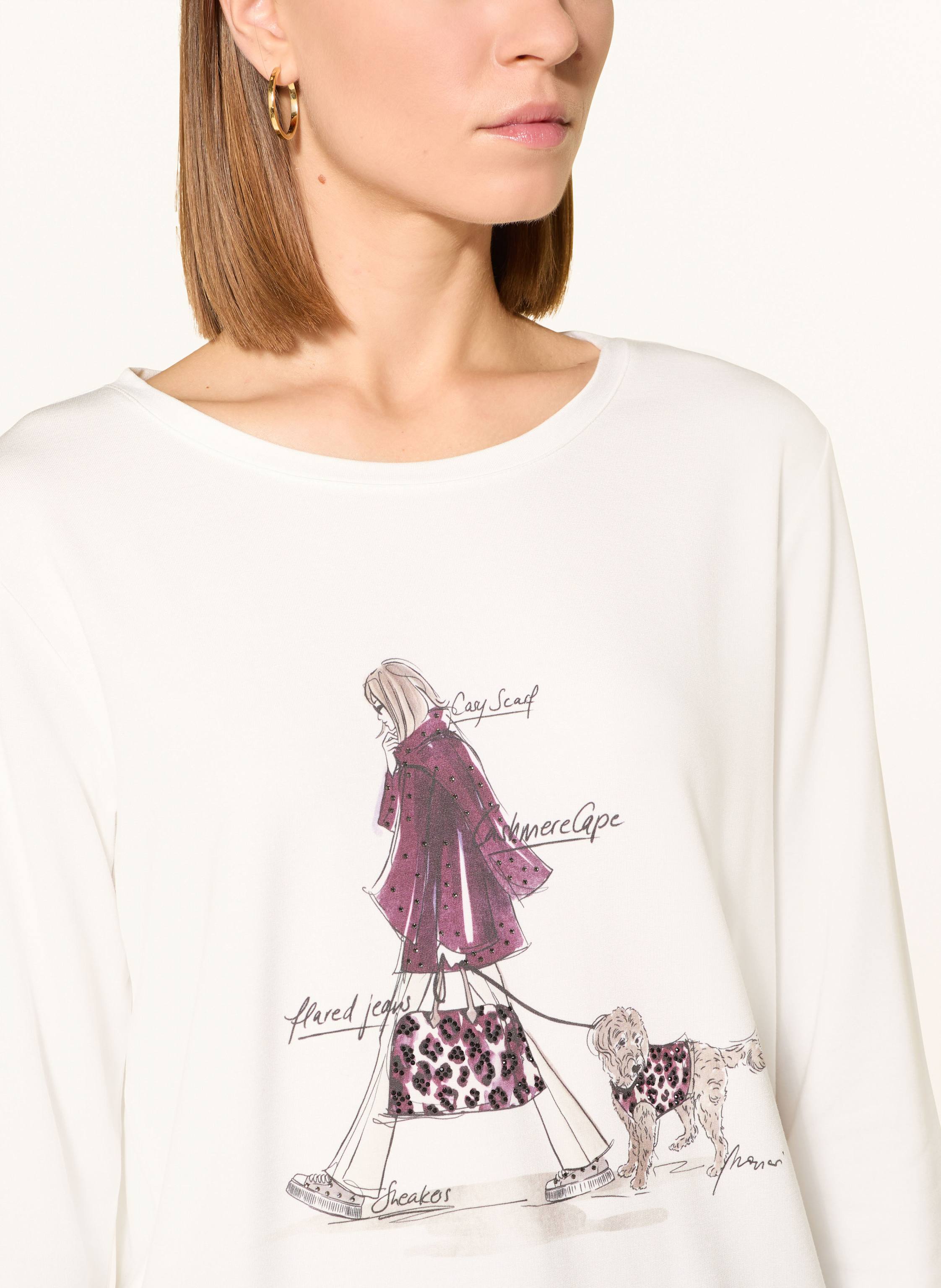 Thumbnail - Monari Shirt Mit 3/4-Arm Und Schmucksteinen weiss