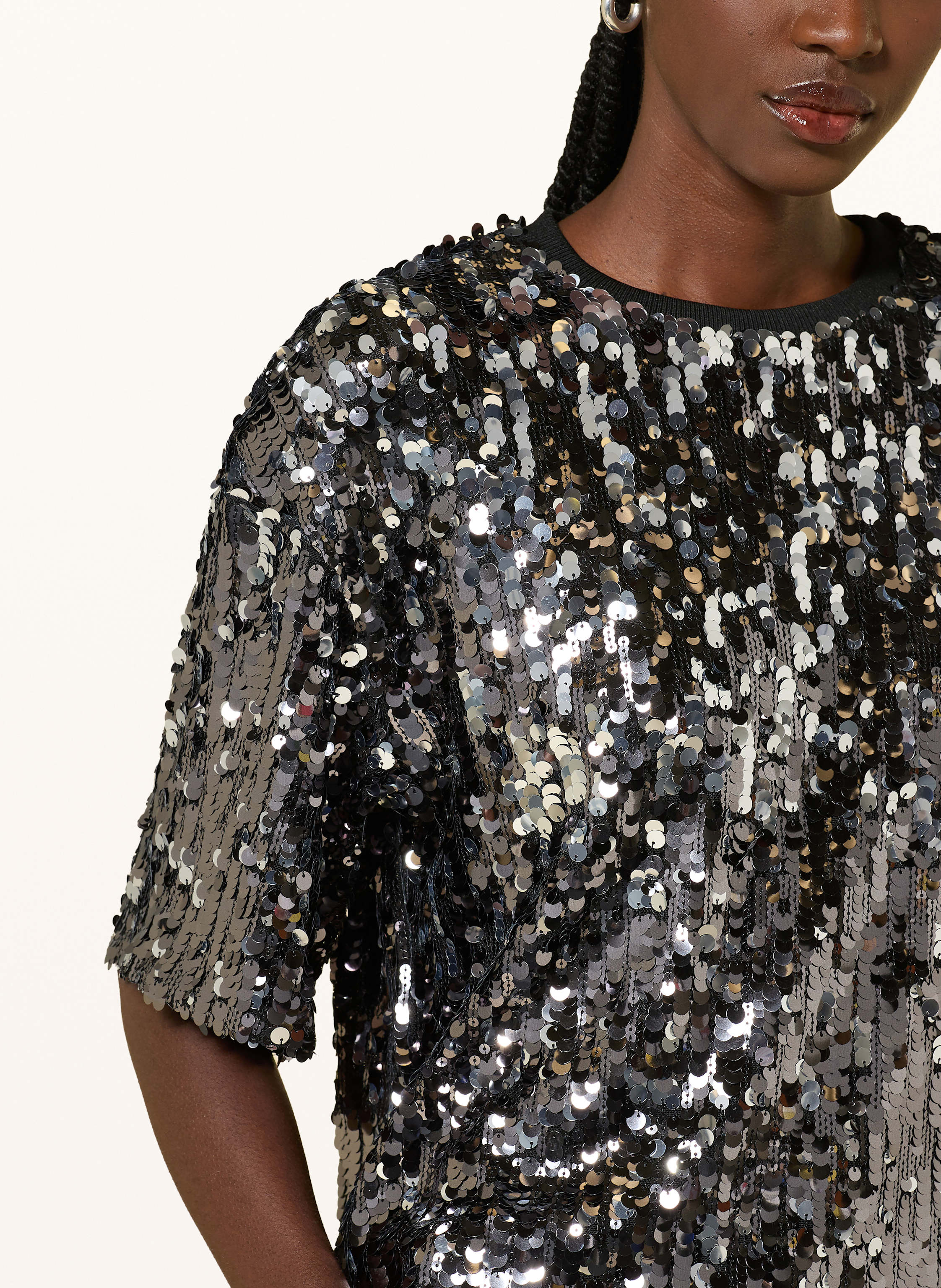 Thumbnail - Weekend Max Mara Blusenshirt Aus Mesh Mit Pailletten schwarz