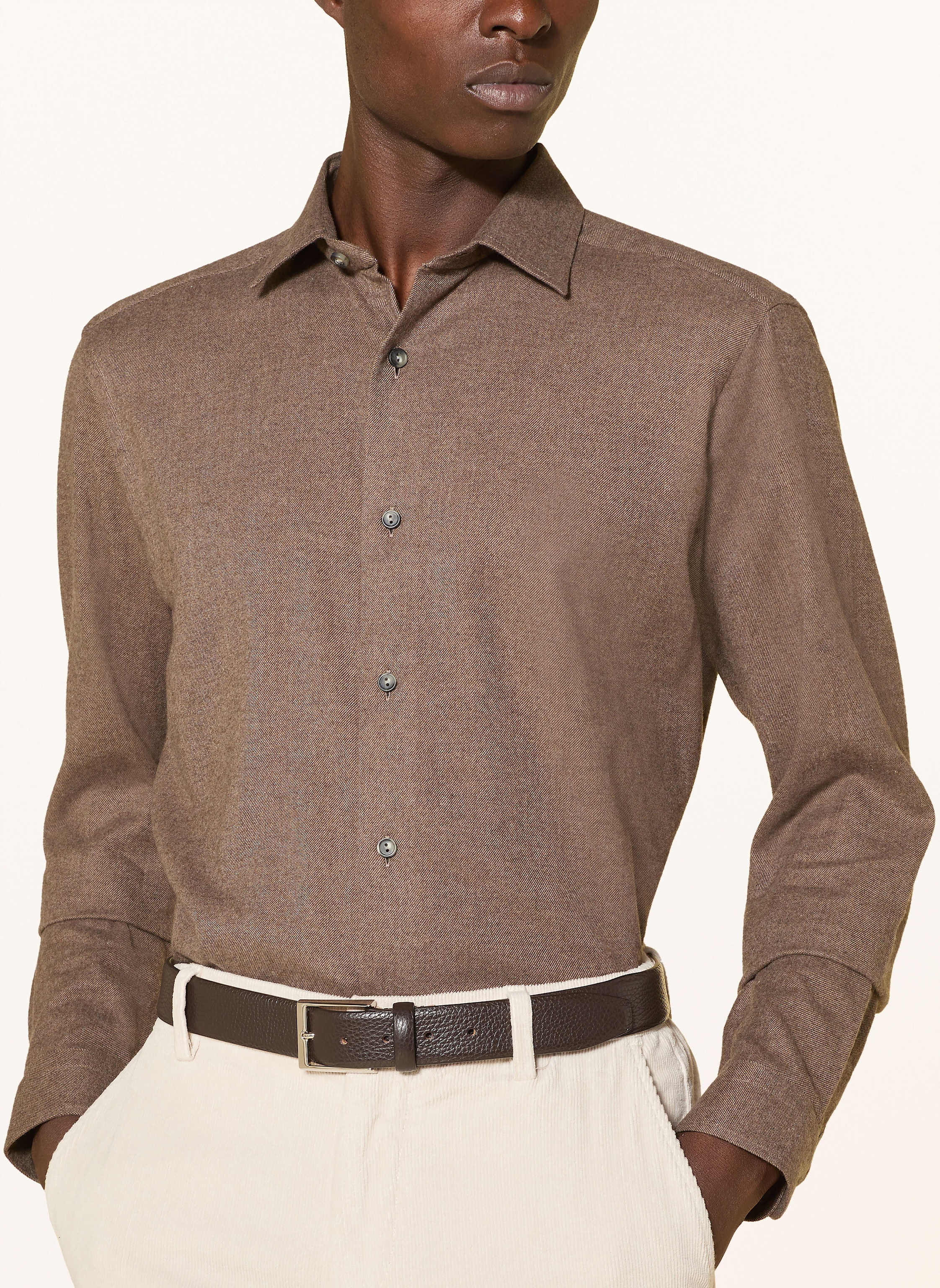 Thumbnail - Eton Flanellhemd Regular Fit braun