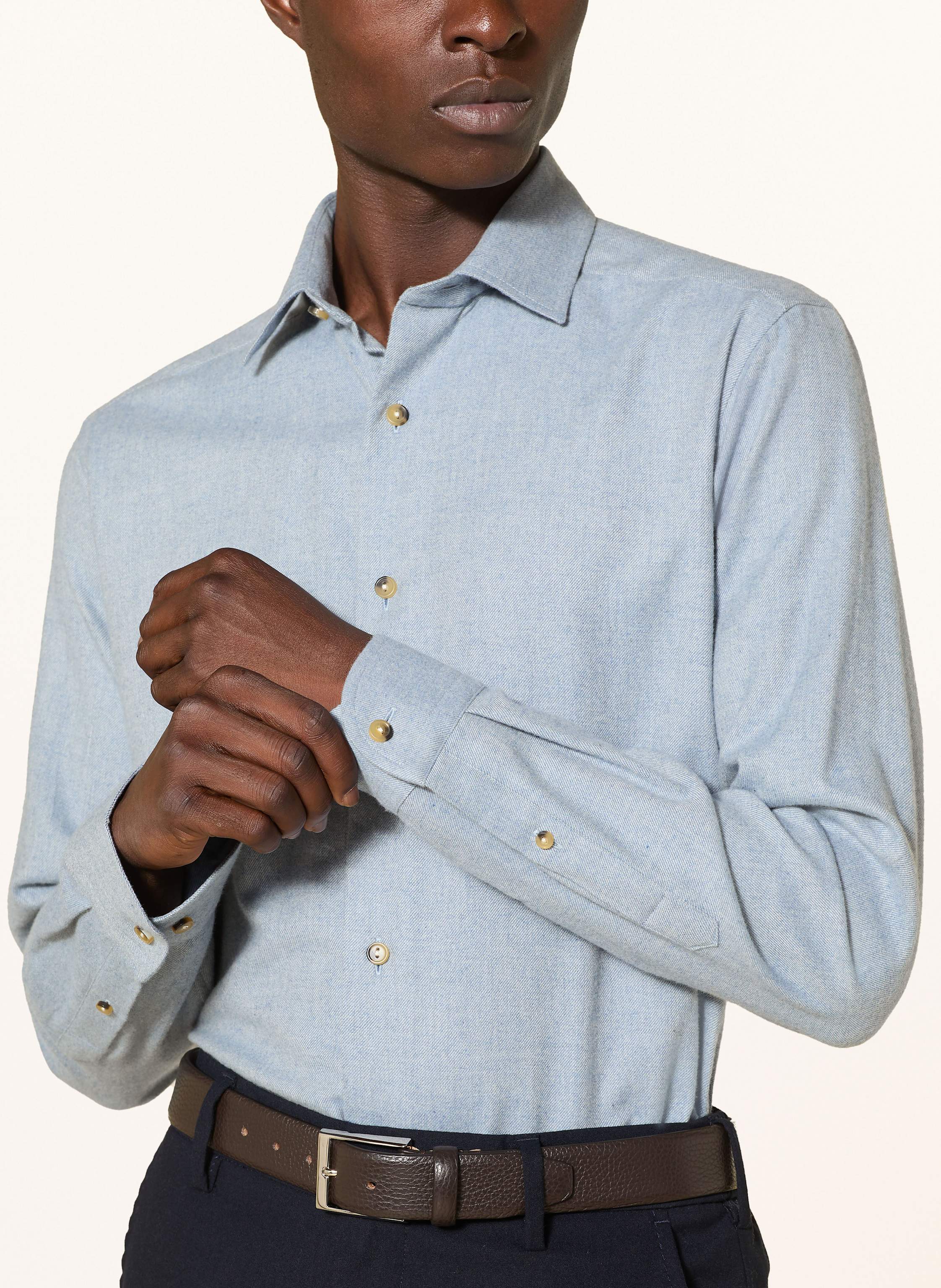 Thumbnail - Eton Flanellhemd Regular Fit blau