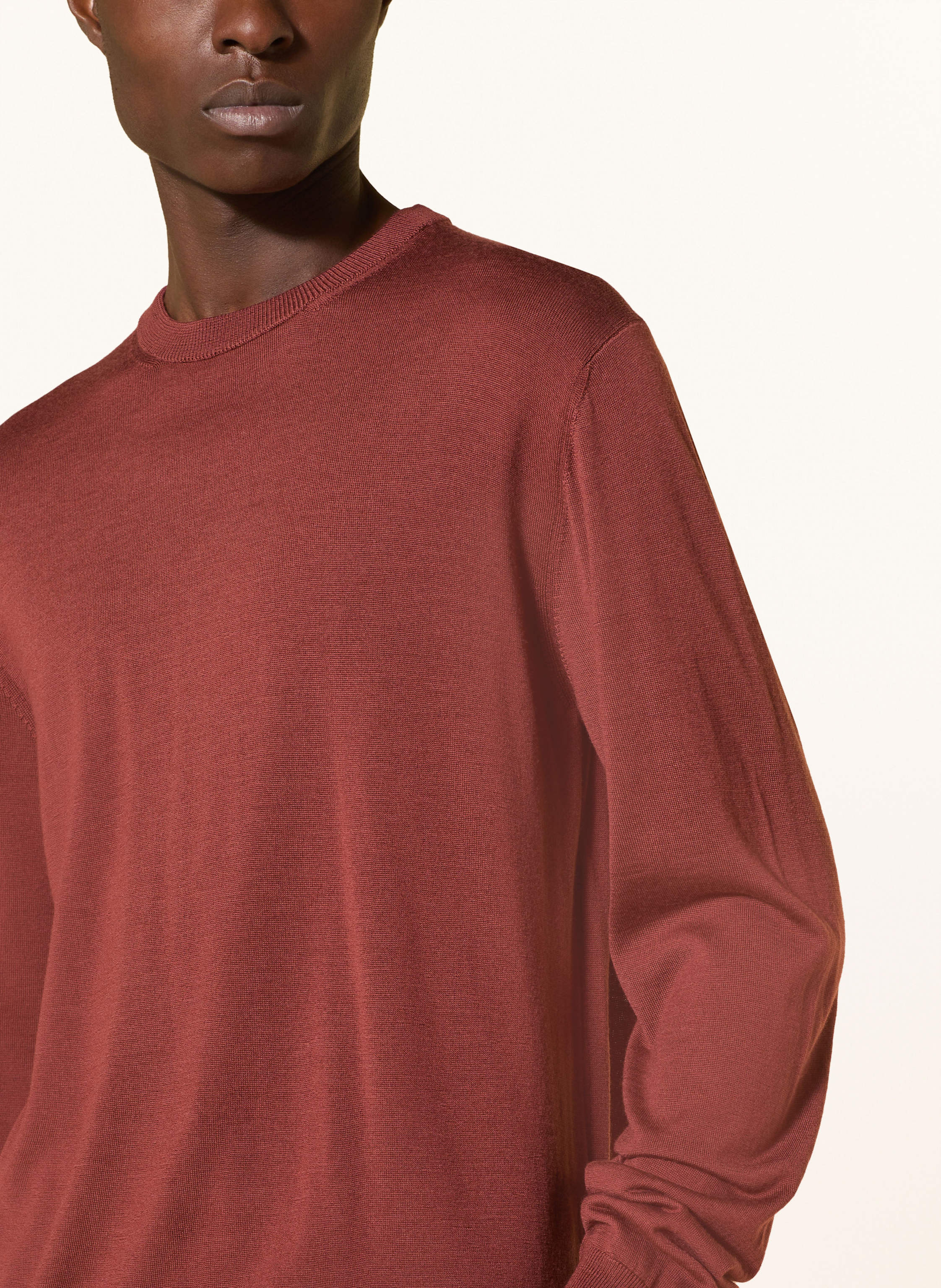 Thumbnail - Eton Pullover Aus Merinowolle rot