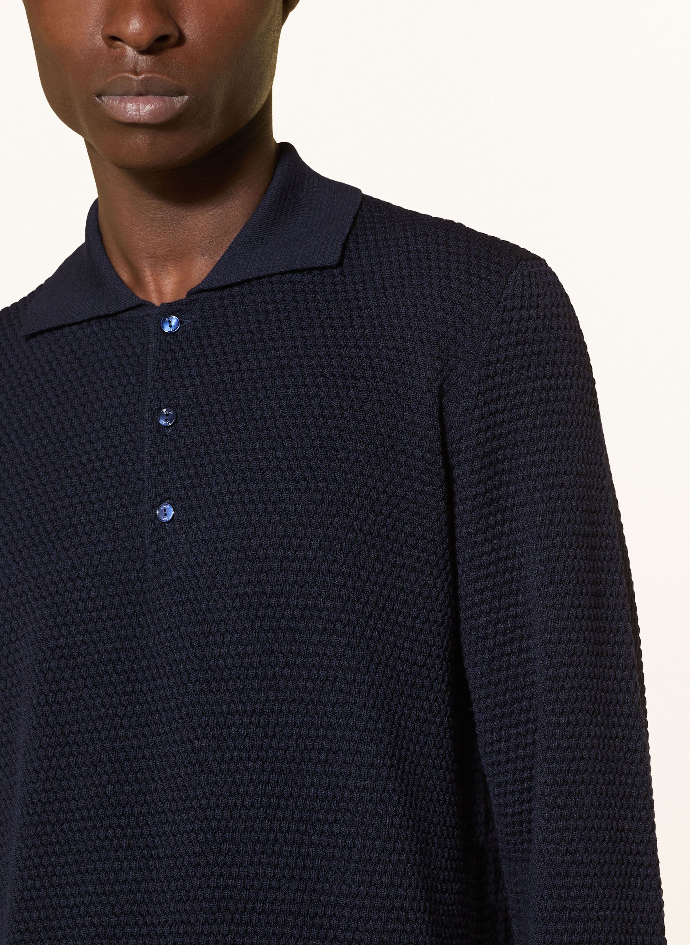 Thumbnail - Eton Strick-Poloshirt Aus Merinowolle blau